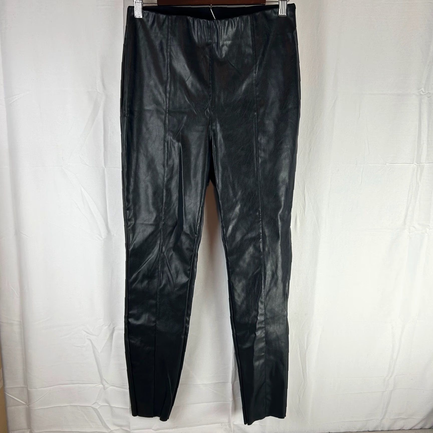 H&M H&M Faux Leather High Waisted Leggings Black Pants Women's Size 10 Size 32" / US 10 / IT 46 - 2 Thumbnail