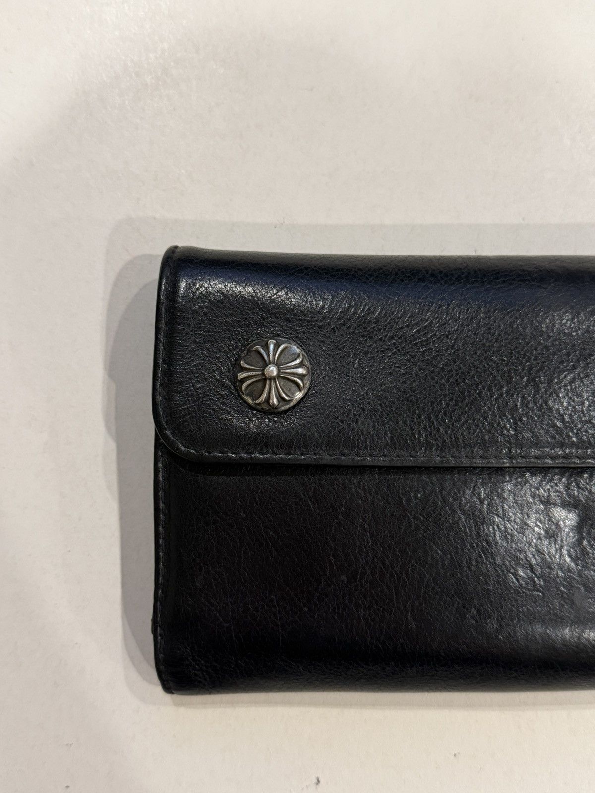 Chrome Hearts Chrome Hearts Black Leather Wave Wallet Silver Cross Balls Size ONE SIZE - 4 Thumbnail