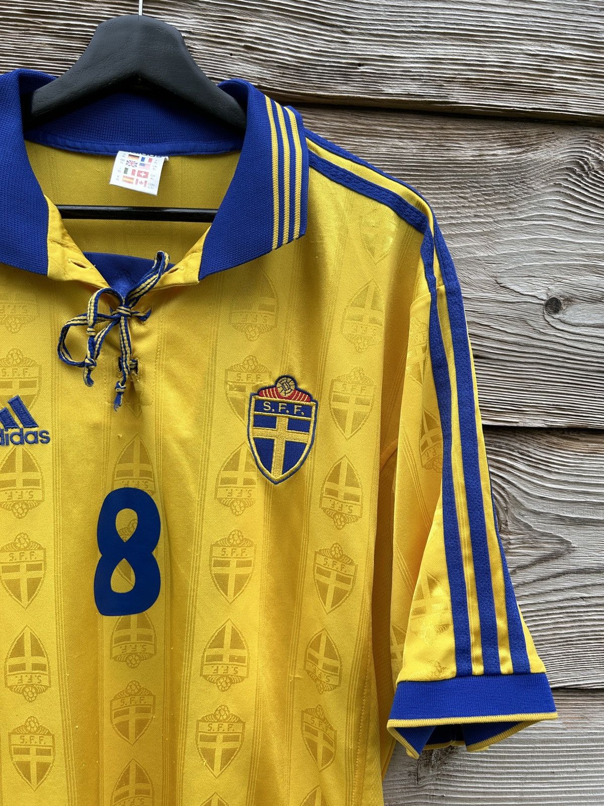 Adidas Adidas Sweden WC 1998 Johan Mjallby #8 Match Worn Jersey Size US XL / EU 56 / 4 - 2 Thumbnail
