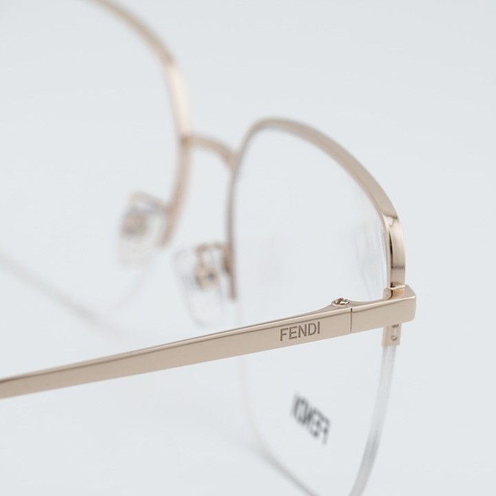 Fendi Fendi FE50091U 028 Semi Rim Eyeglasses Gold 56mm Square Fram Size ONE SIZE - 5 Thumbnail