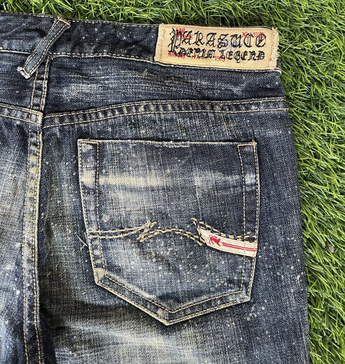 Parasuco Vintage🔥PARASUCO🔥Bootcut Rusty Blue Paint Denim Punk Size US 31 - 18 Thumbnail