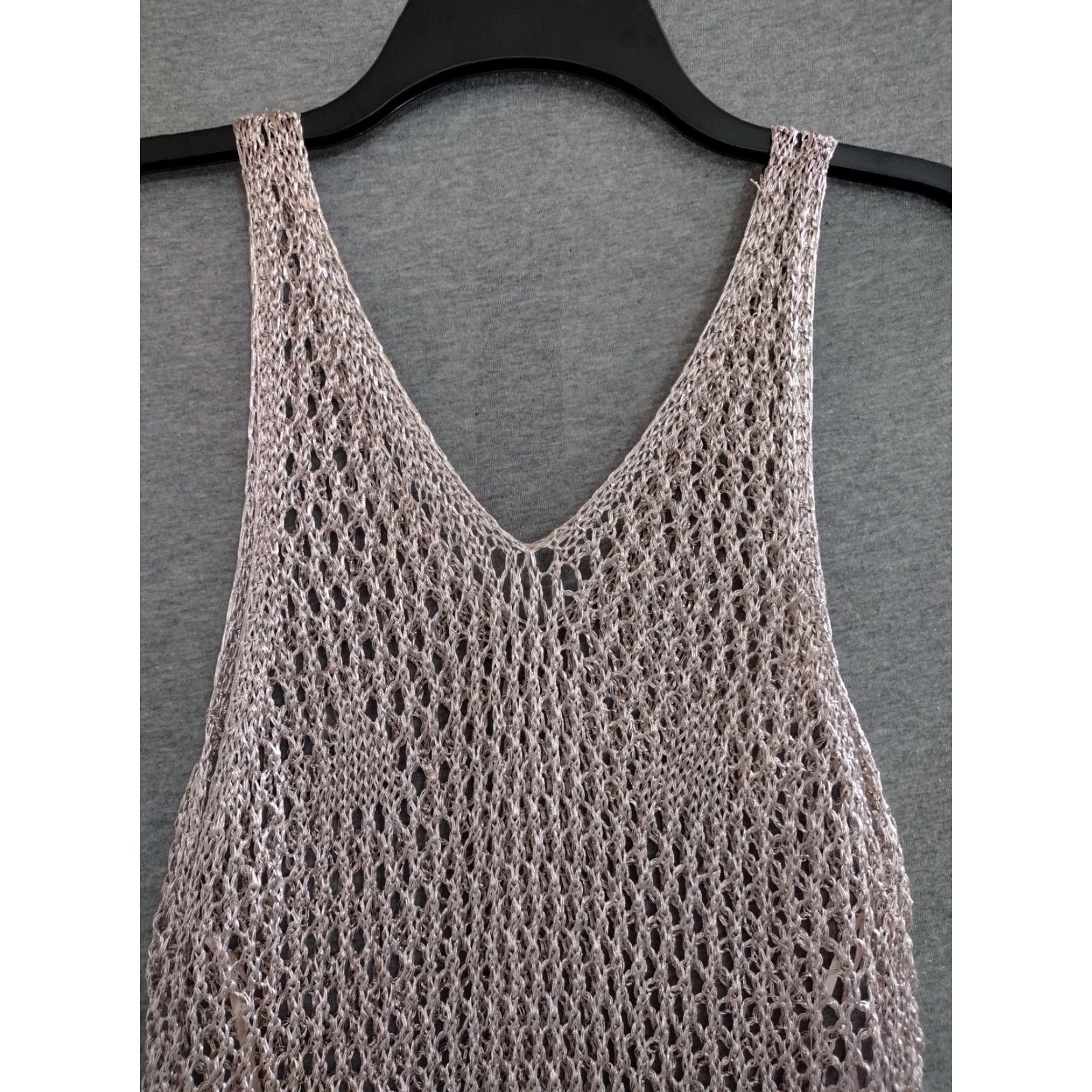 Pinko Codigo Crochet Long Knit Dress Color Light Pink Size M Size M / US 6-8 / IT 42-44 - 3 Thumbnail