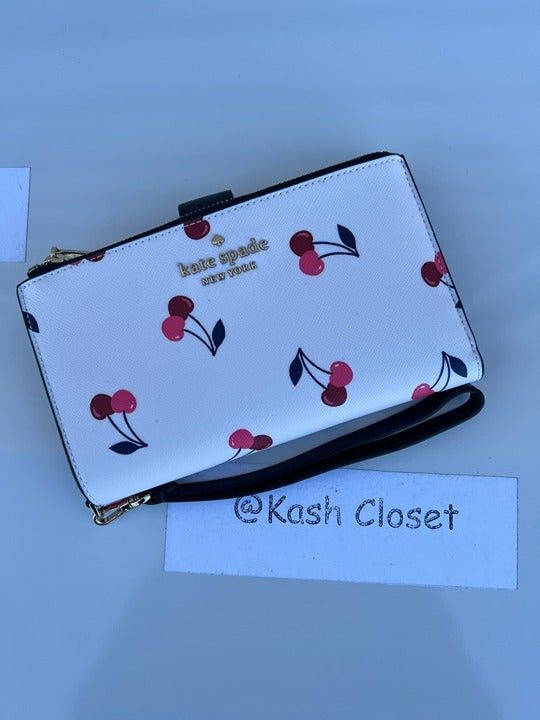 Kate Spade phone wallet wristlet Staci dancing cherries