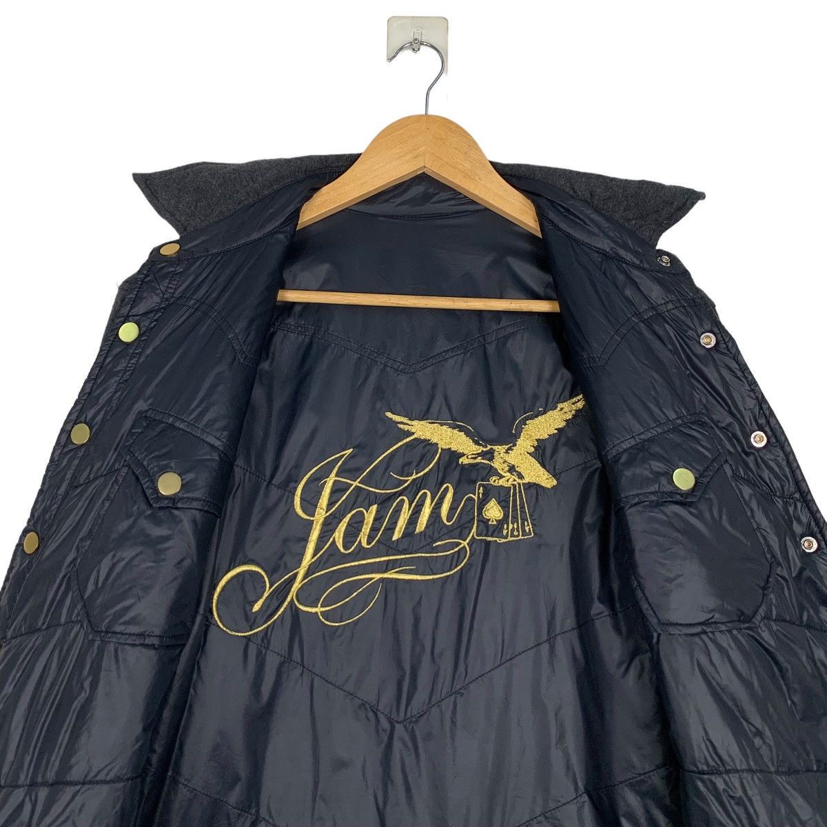 I Love Hand Jam Skulls Big Logo Button Jacket #1022-C46