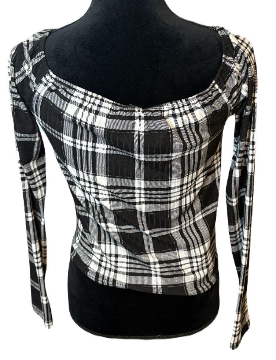 rue21 (Rue 21) Plaid CinchOff the Shoulder Long Sleeve: Size Large Size L / US 10 / IT 46 - 2 Thumbnail