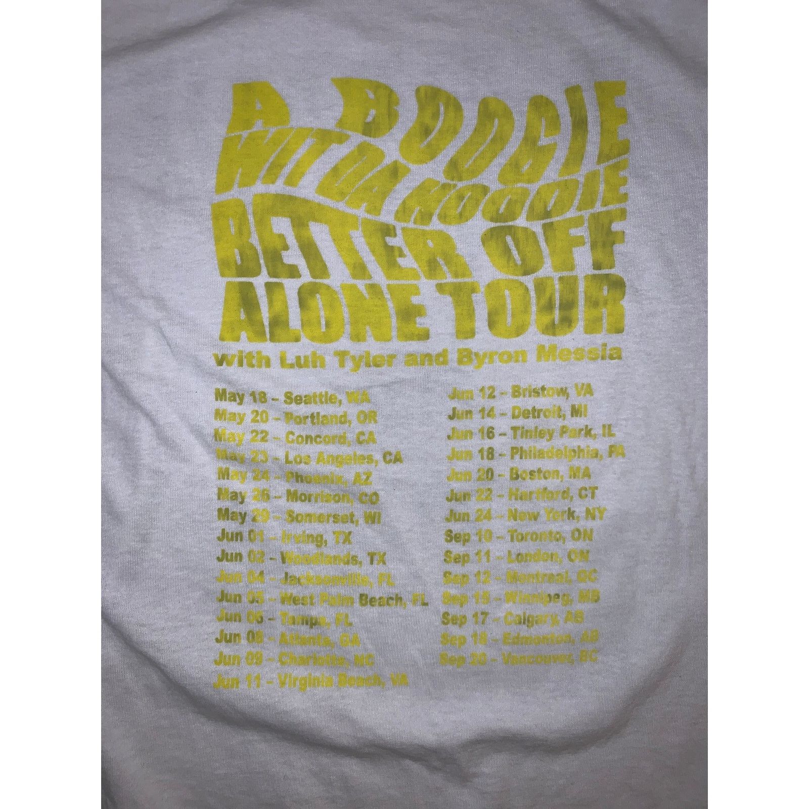 Band Tees A Boogie Wit Da Hoodie Tour T Shirt Better Off Alone White M Size US M / EU 48-50 / 2 - 2 Thumbnail