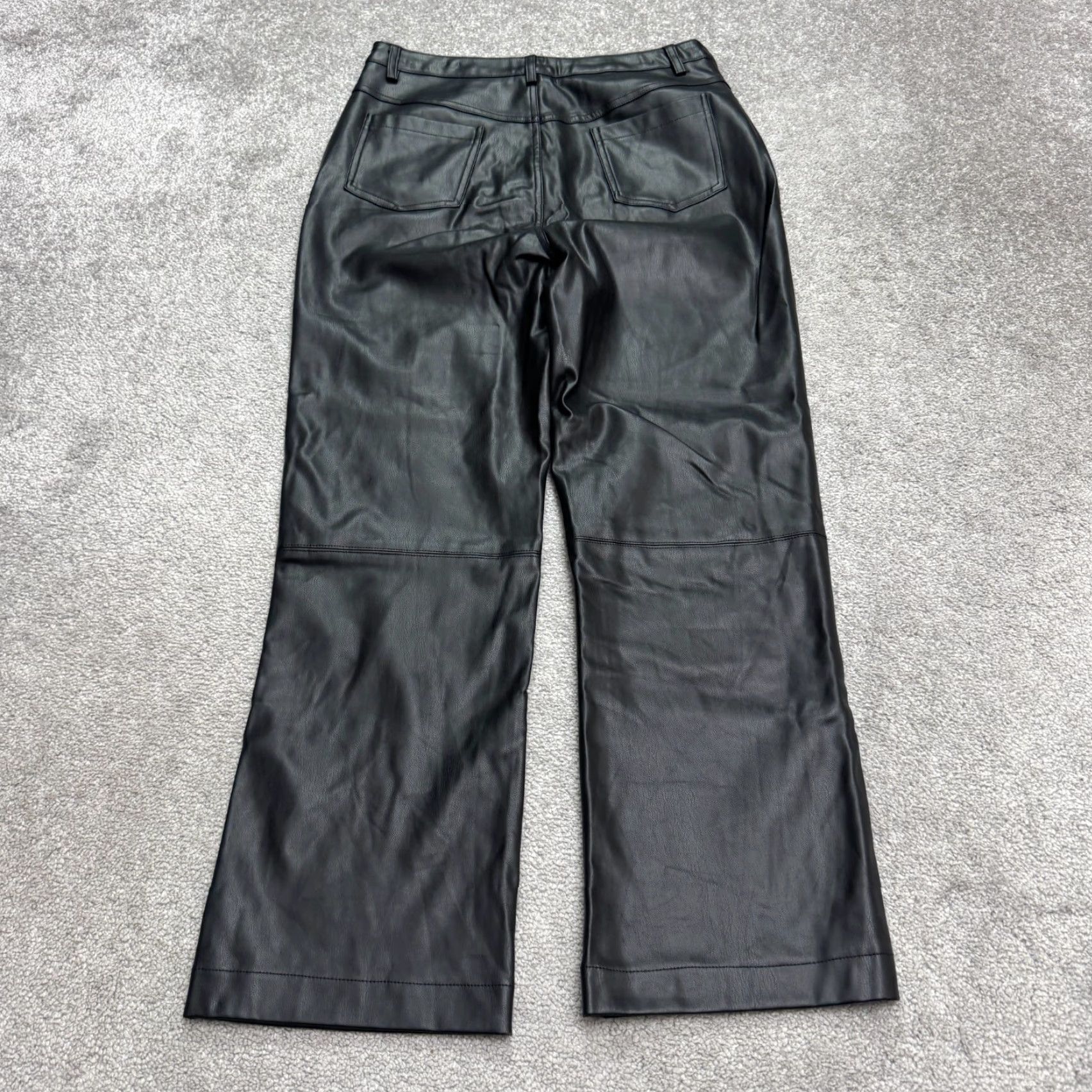 Vintage Lucy Paris Pants Womens Medium Black High Rise PU Faux Leather Wide-Leg Trousers" Size 32" / US 10 / IT 46 - 2 Thumbnail