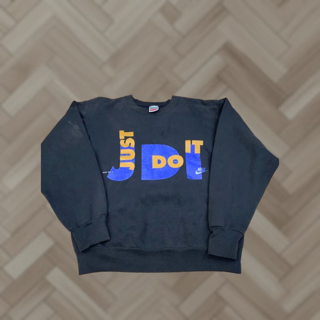 Nike VINTAGE Nike Just Do It Sweatshirt Mens S Black Pullover Crew Neck 80s USA Size US S / EU 44-46 / 1 - 1 Thumbnail