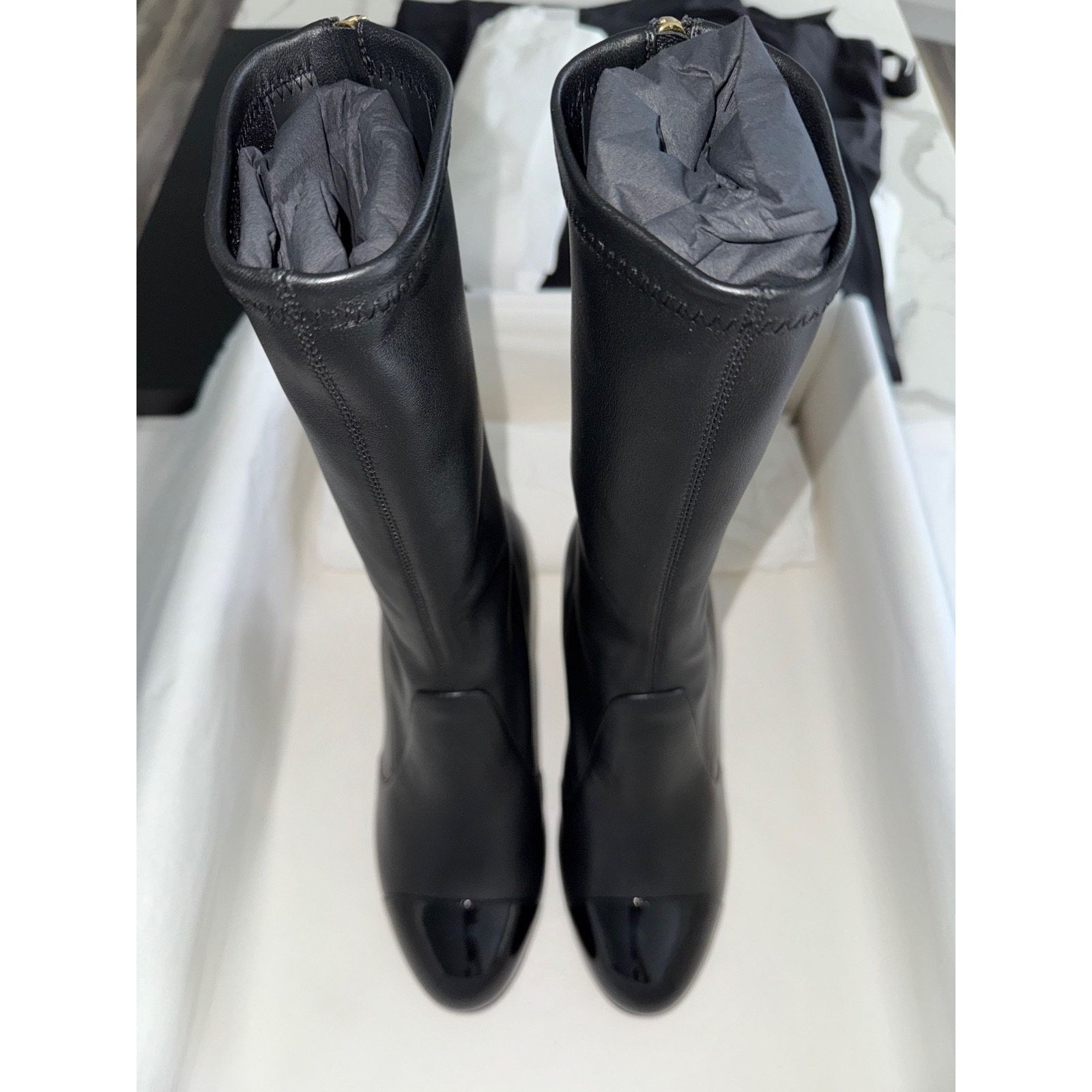 Chanel Ball Heel CC Logo Stretch Leather Mid Calf Boots 38 Size US 8 / IT 38 - 13 Thumbnail