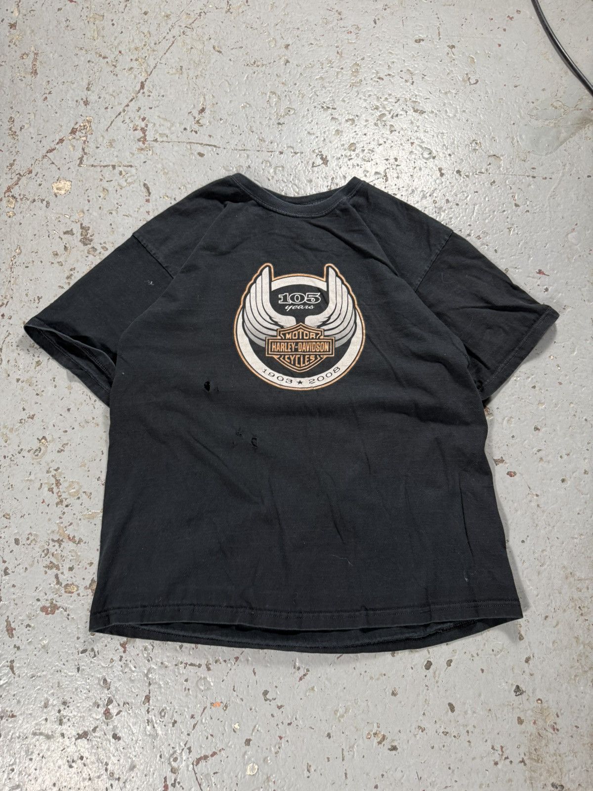 Harley Davidson Thrashed Distressed Harley Davidson 105 Years Tee Size US XL / EU 56 / 4 - 1 Thumbnail