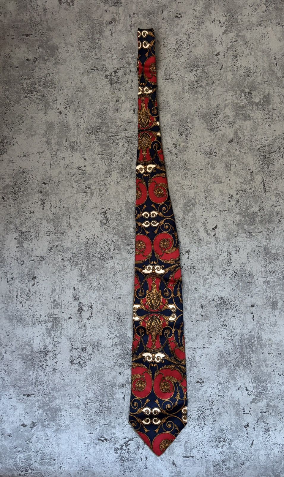 Balmain × Vintage Pierre Balmain Vintage Tie Silk Burgundy Blue Size ONE SIZE - 1 Thumbnail