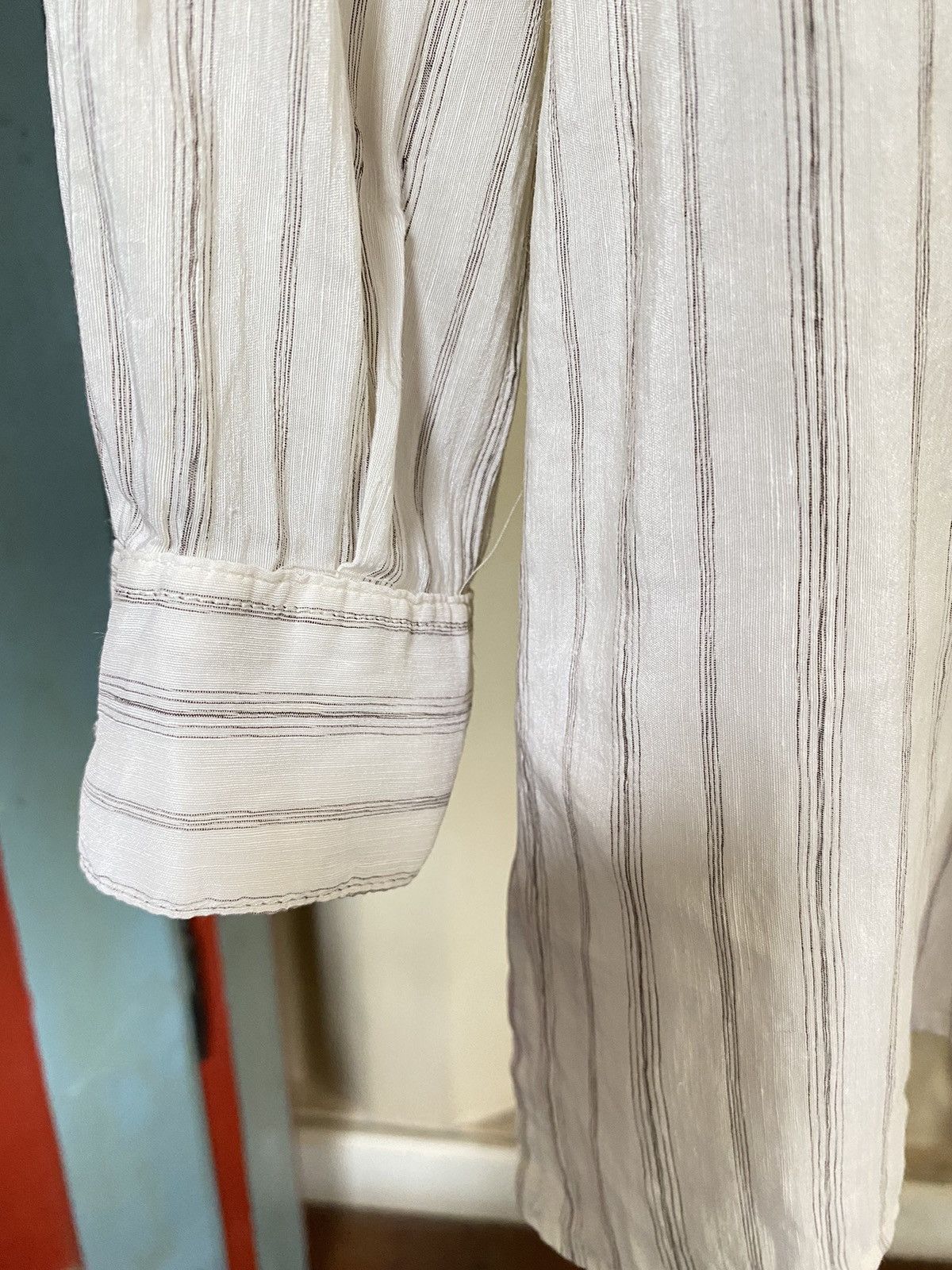 Max Mara MM by MaxMara White and Grey Striped Long-Sleeve Shirt Size ONE SIZE - 11 Thumbnail
