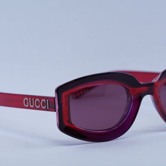 Gucci Gucci GG1719S 004 Sunglasses Transparent Red Geometric Frame Size ONE SIZE - 9 Thumbnail
