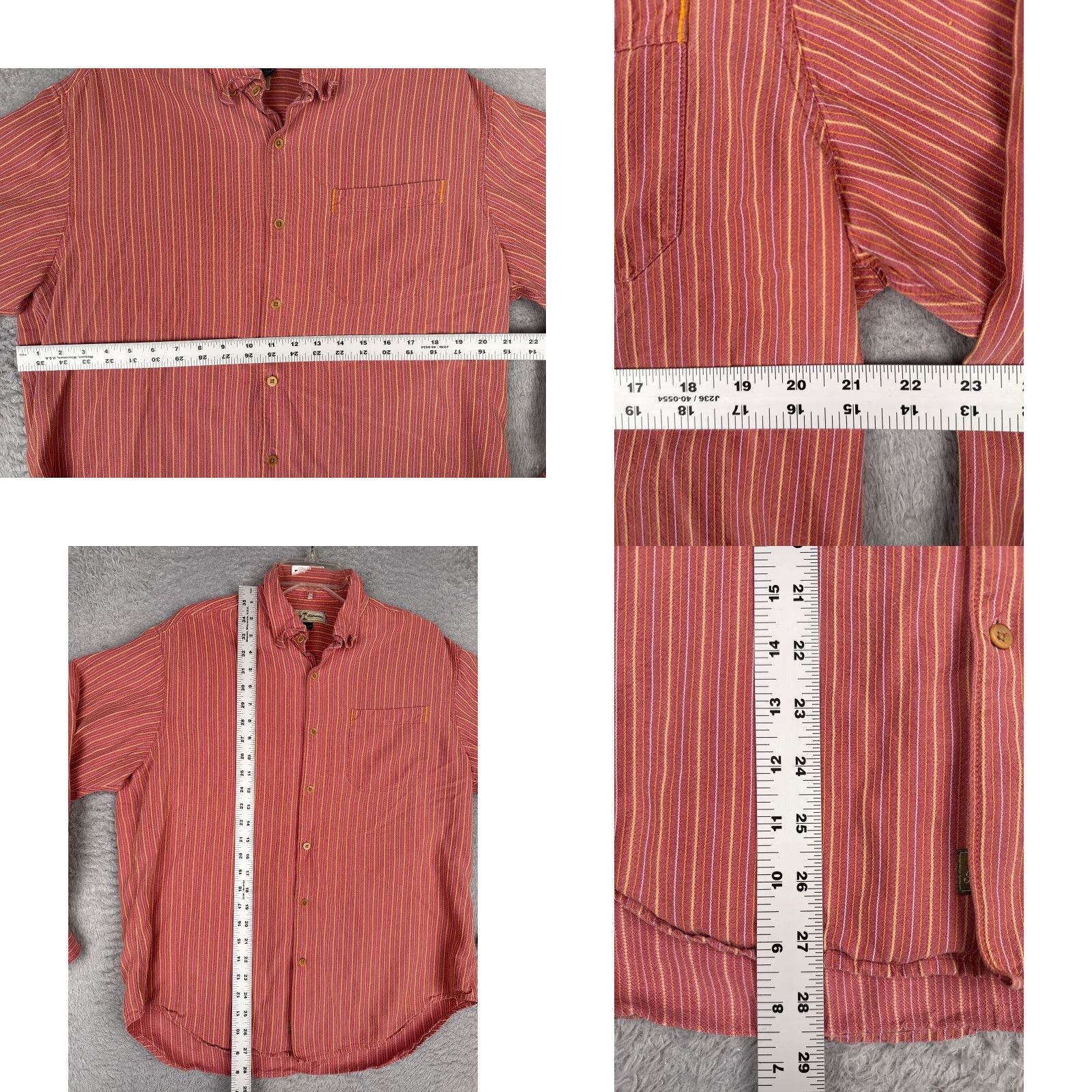 Tommy Bahama Tommy Bahama Shirt Men Large Red Button Up Vertical Stripe 100% Tencel Pocket Size US L / EU 52-54 / 3 - 8 Thumbnail