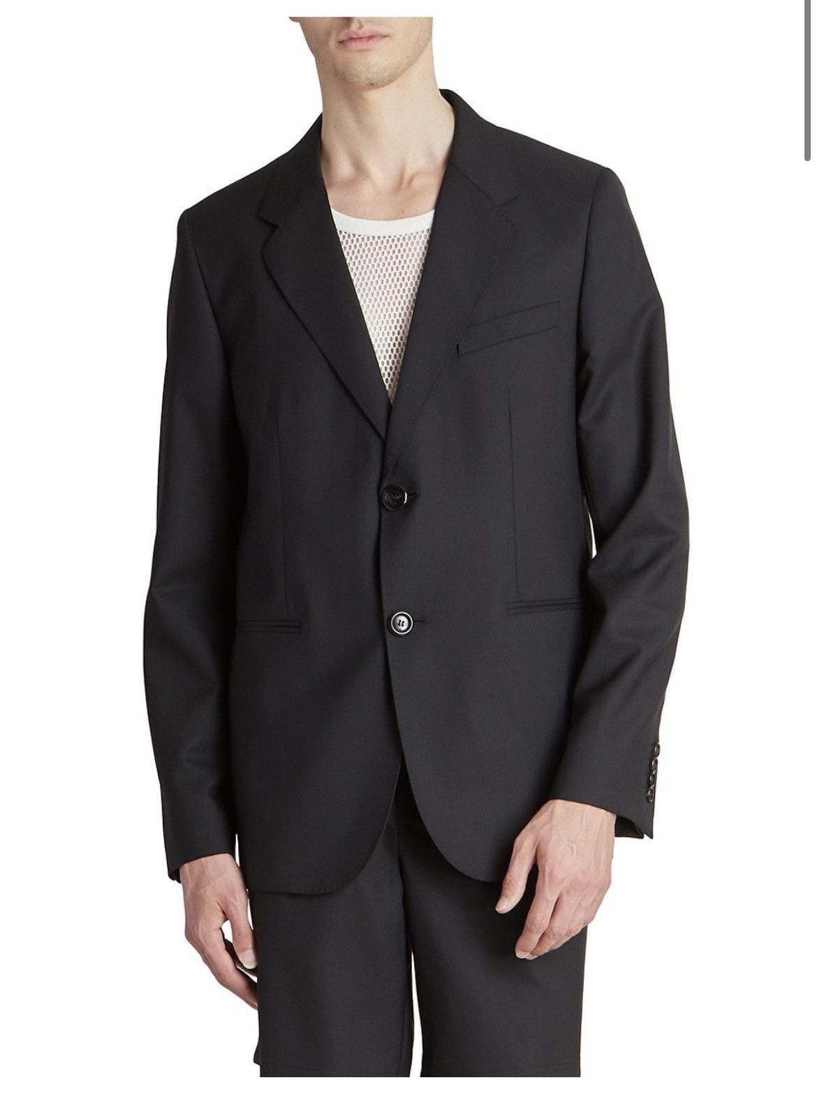AMI NEW 48 Black Wool Two Button Blazer Jacket Suit Tailoring Size 38R - 4 Thumbnail