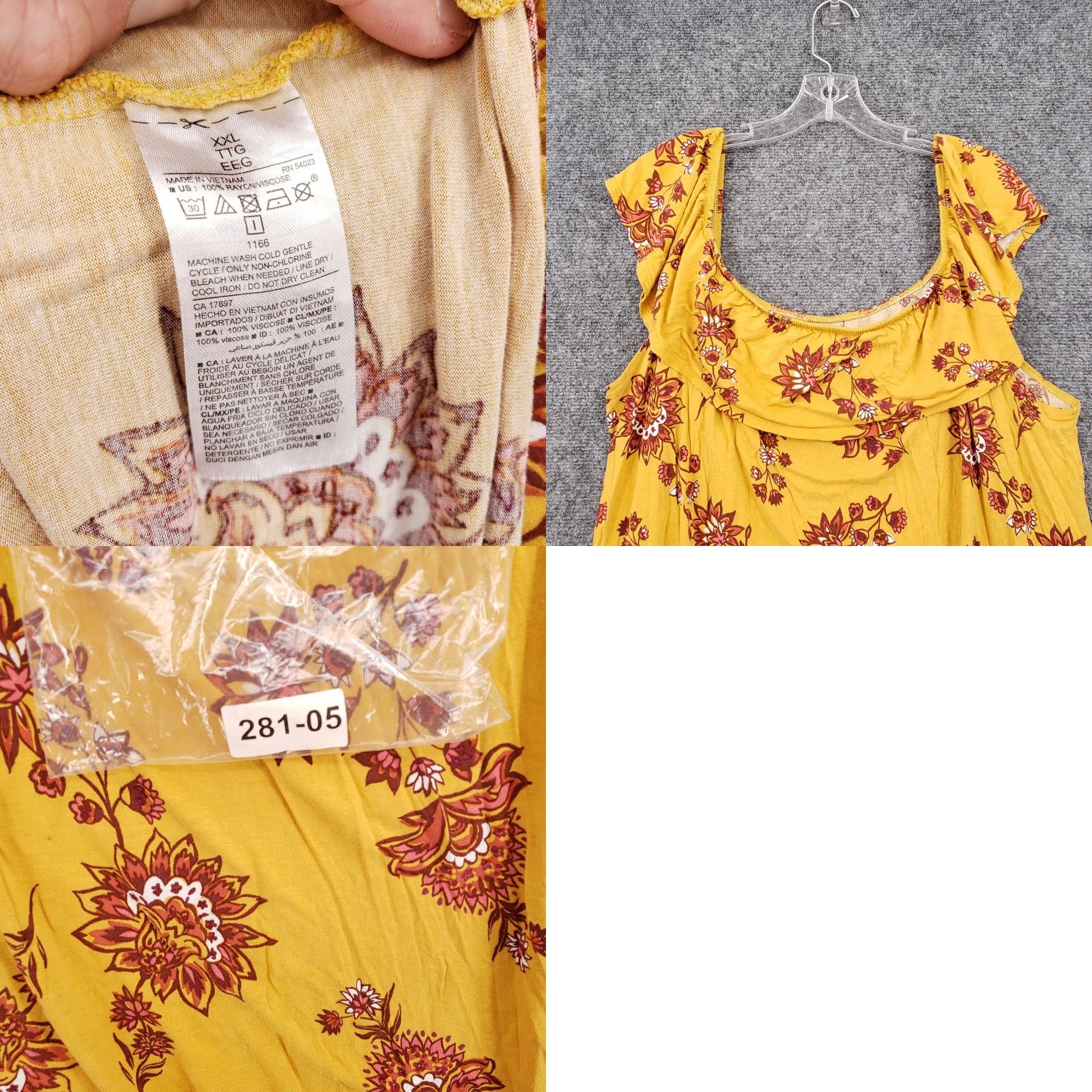 Old Navy Old Navy Blouse Womens 2XL XXL Yellow Floral Off The Shoulder Peasant Boho Top Size XXL / US 16-18 / IT 52-54 - 8 Thumbnail