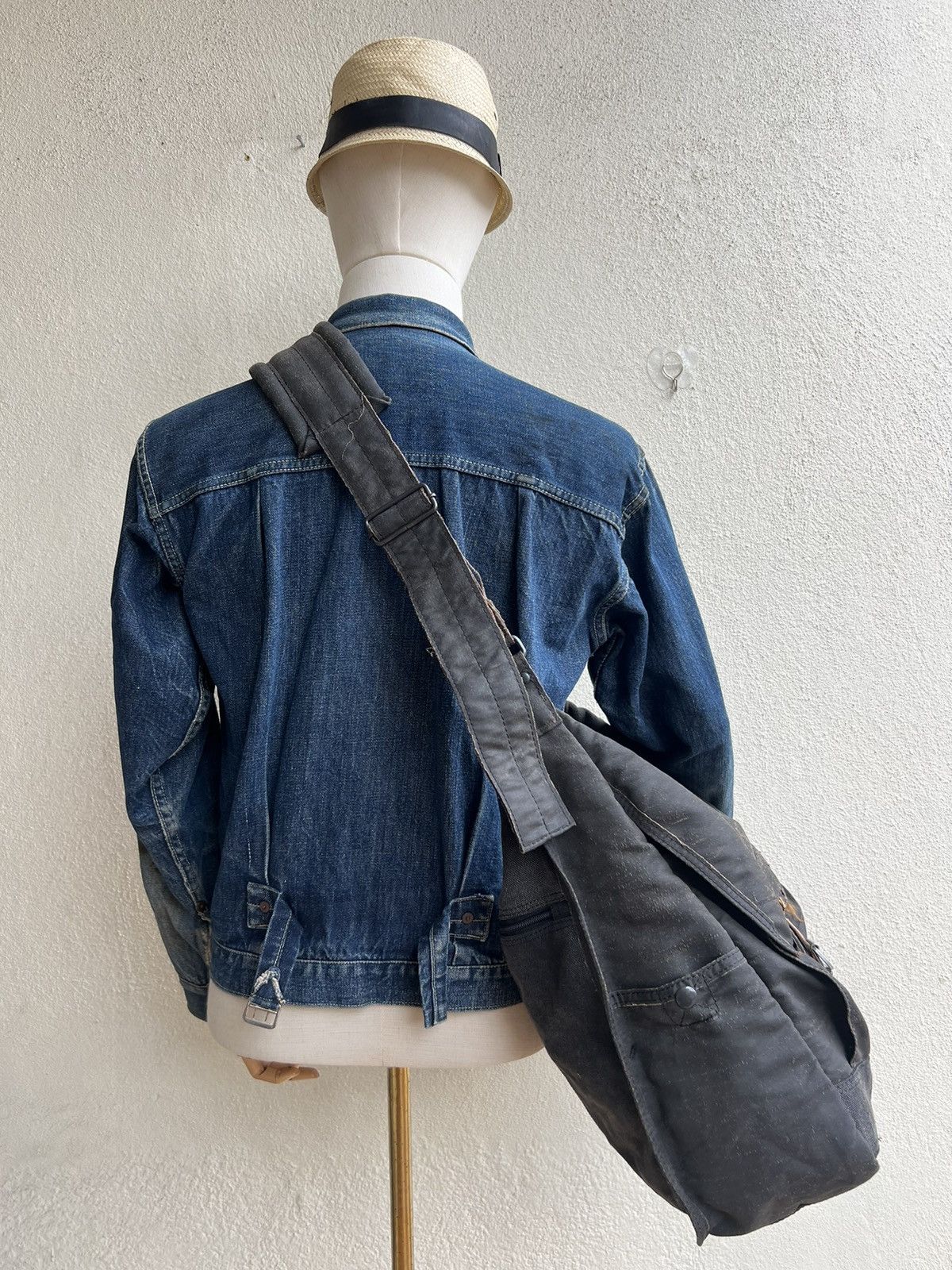 Vintage RARE! Vintage Tough Jeans Military Distress Wax Large Bag Size ONE SIZE - 7 Thumbnail