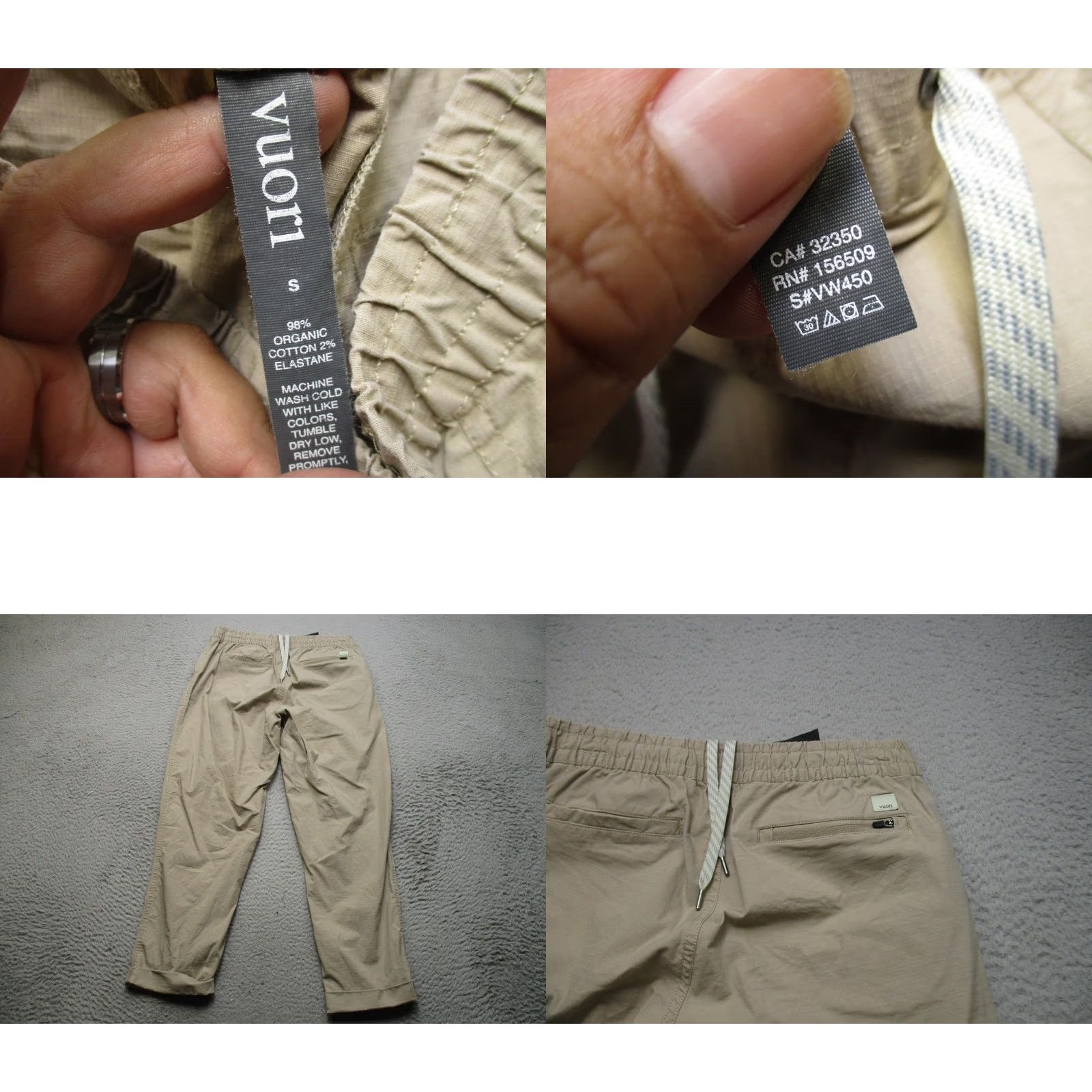 Vuori Vuori Pants Mens S Brown Ripstop Woven Elastic Waist Lightweight Travel Outdoor Size US 29 - 8 Thumbnail