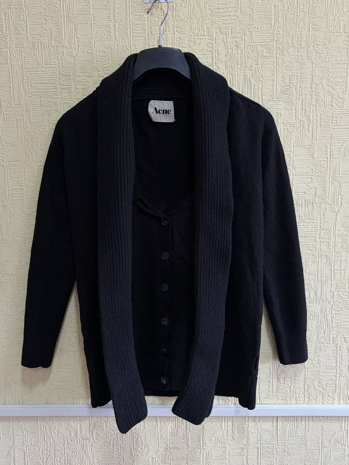 Acne Studios Acne Studios Archive Black Shawl Collar Ribbed Cardigan Size M / US 6-8 / IT 42-44 - 1 Thumbnail