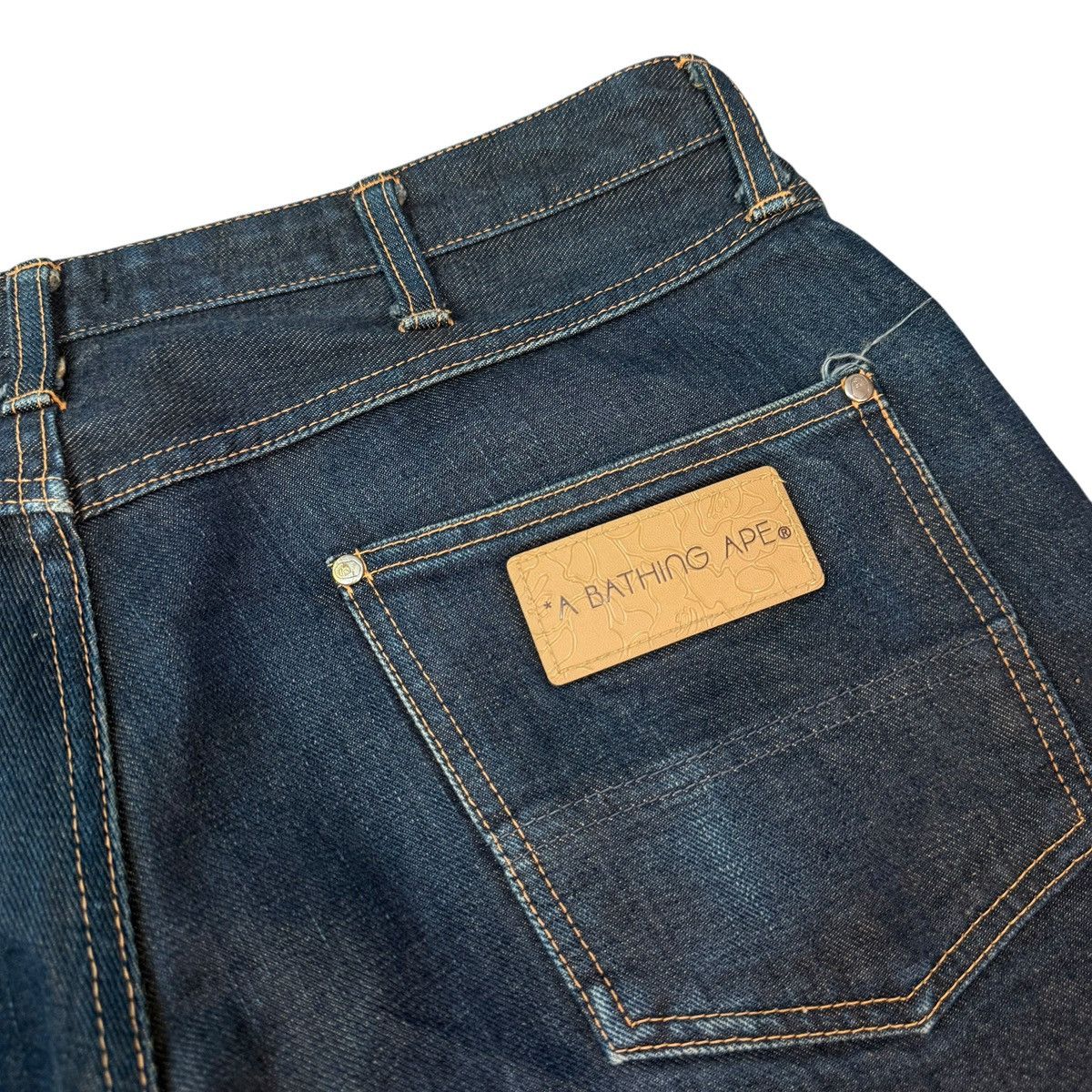 Bape A Bathing Ape Front Star Denim Straight Pants y2k Size US 31 - 13 Thumbnail