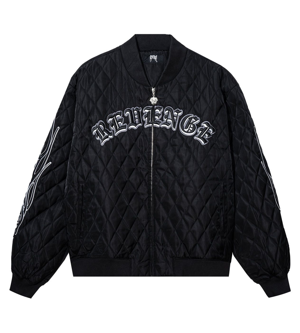 Revenge Skull Logo Quilted Bomber Jacket Black Size US M / EU 48-50 / 2 - 1 Thumbnail