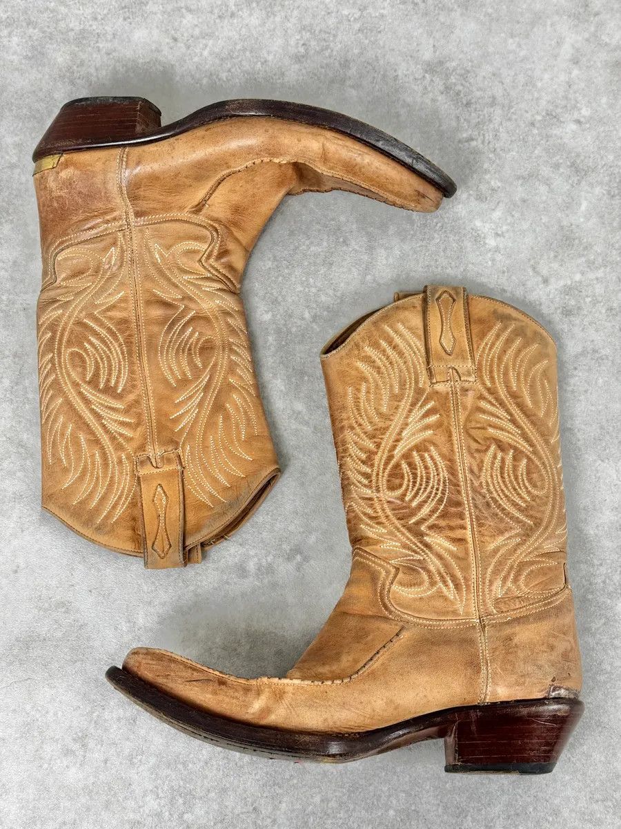 Roberto Cavalli AW2005 Roberto Cavalli Beige Leather Western Boots Size US 8 / IT 38 - 3 Thumbnail