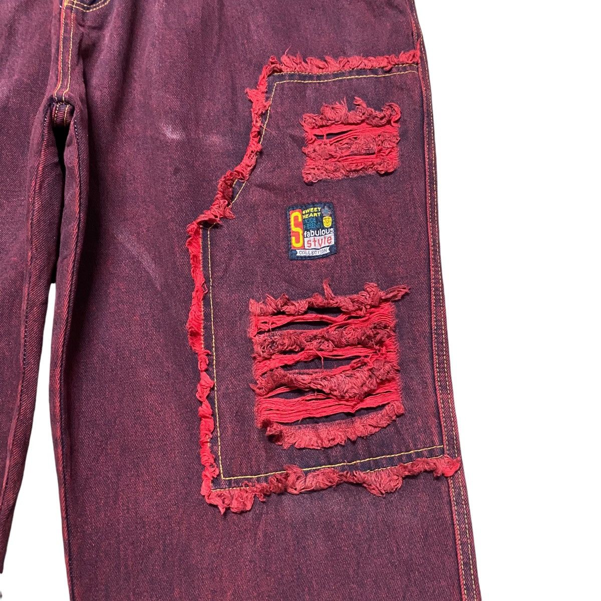 Vintage Vintage SWEET HEART Red Blood Fabulous Denim Baggy Pants Size US 38 / EU 54 - 7 Thumbnail