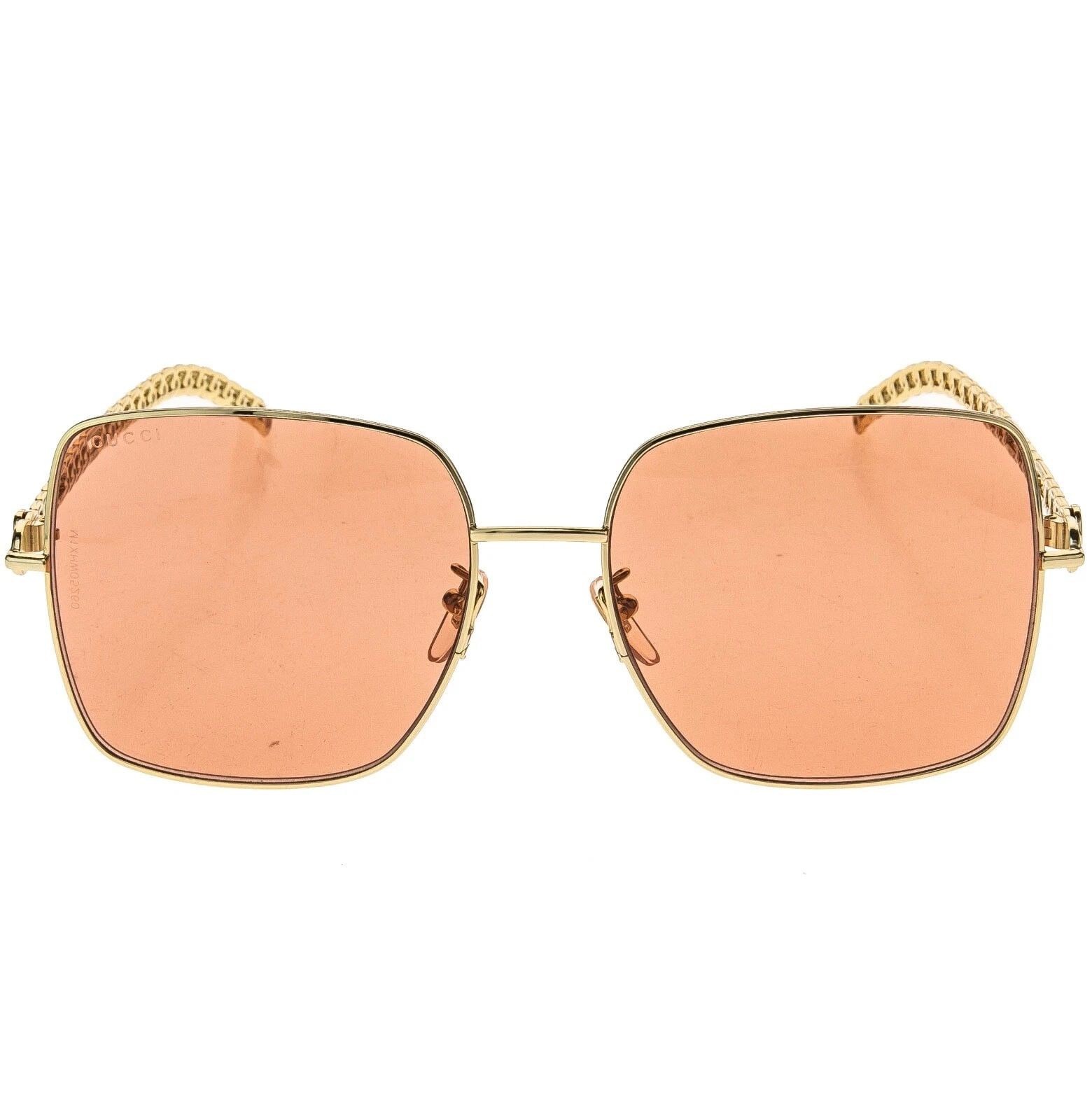 Gucci GUCCI GG0724S CHAIN 0724 Gold Orange Sunglasses 005 Size ONE SIZE - 11 Thumbnail