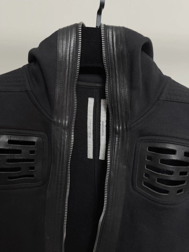 Rick Owens Rick Owens Dark black sheepskin paneled cut-out long zip h Size US XS / EU 42 / 0 - 8 Thumbnail