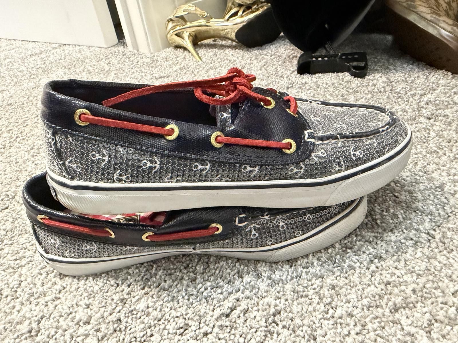 Other Sperry Top-Sider Navy White Anchor Print Boat Shoes Size 7 Size US 7 / IT 37 - 6 Thumbnail