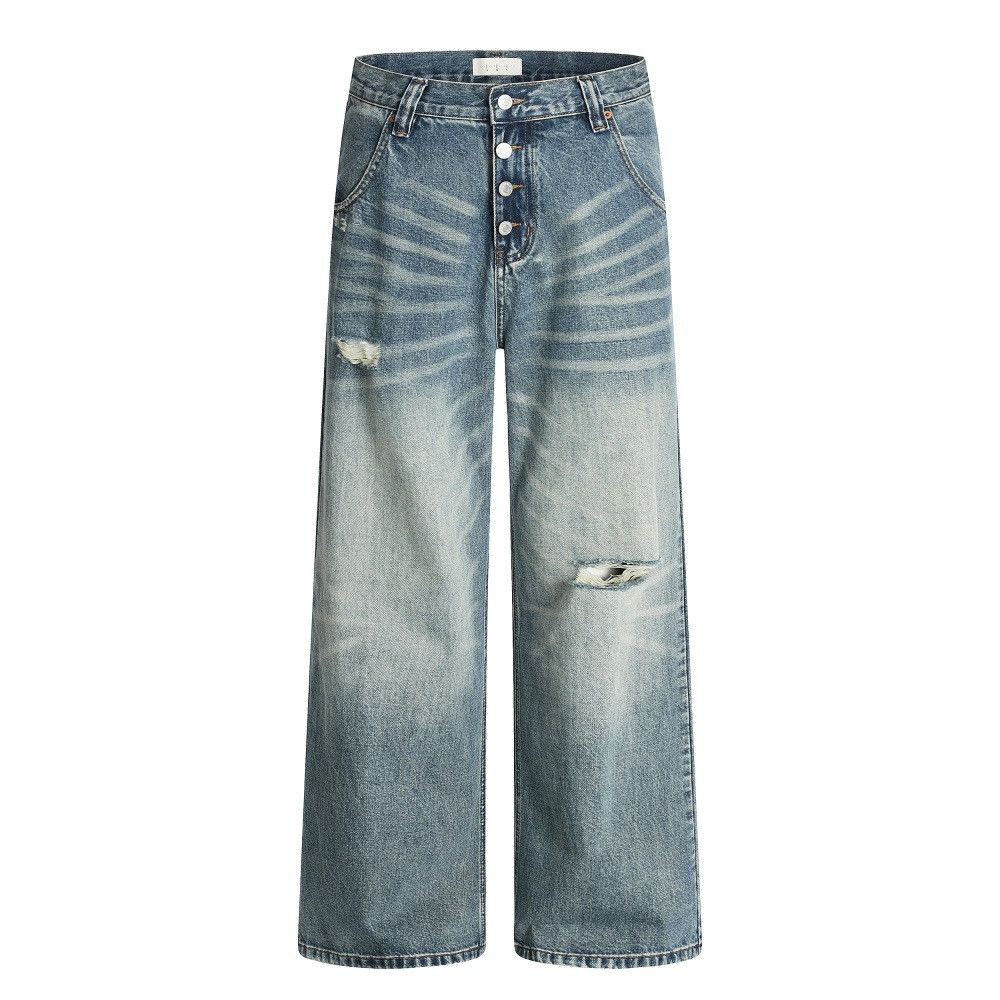 Japanese Brand × Jean Men's loose distressed straight-leg ripped washed jeans Size US 32 / EU 48 - 1 Thumbnail