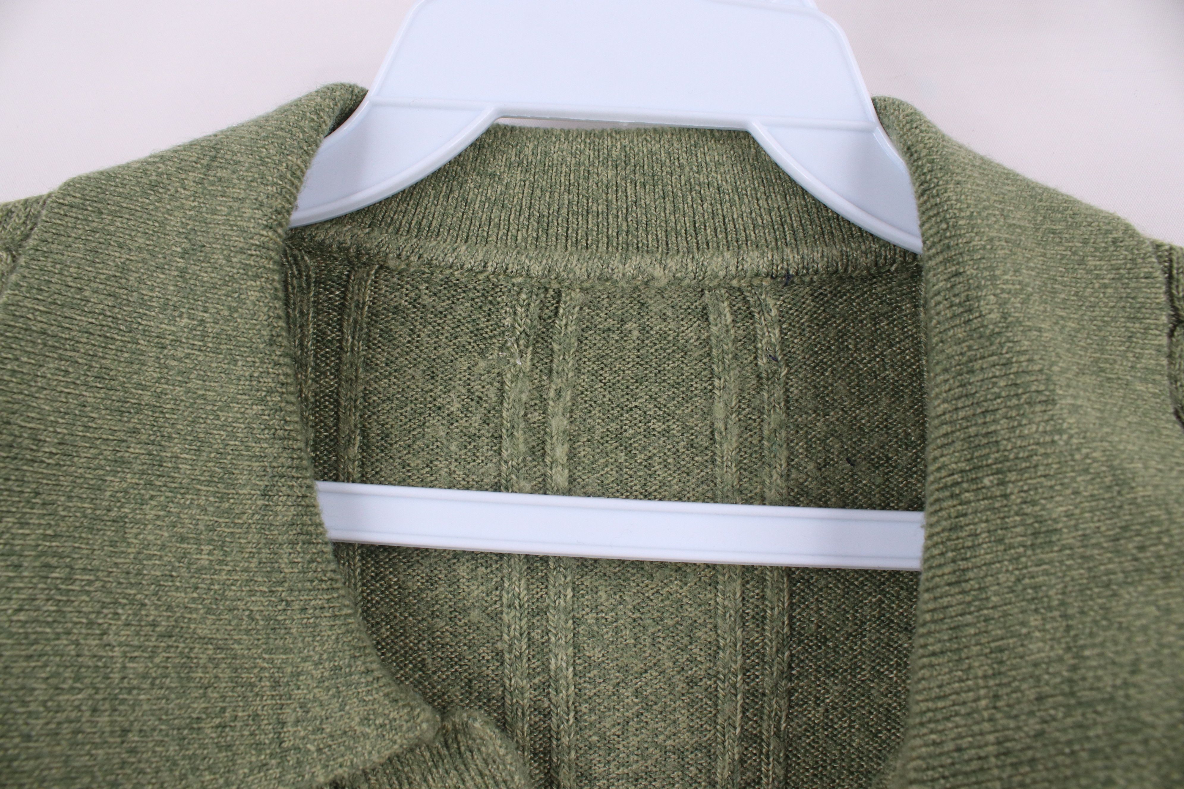 Vintage Vintage 90s Streetwear Cable Knit Collared Sweater Green Size US L / EU 52-54 / 3 - 5 Thumbnail