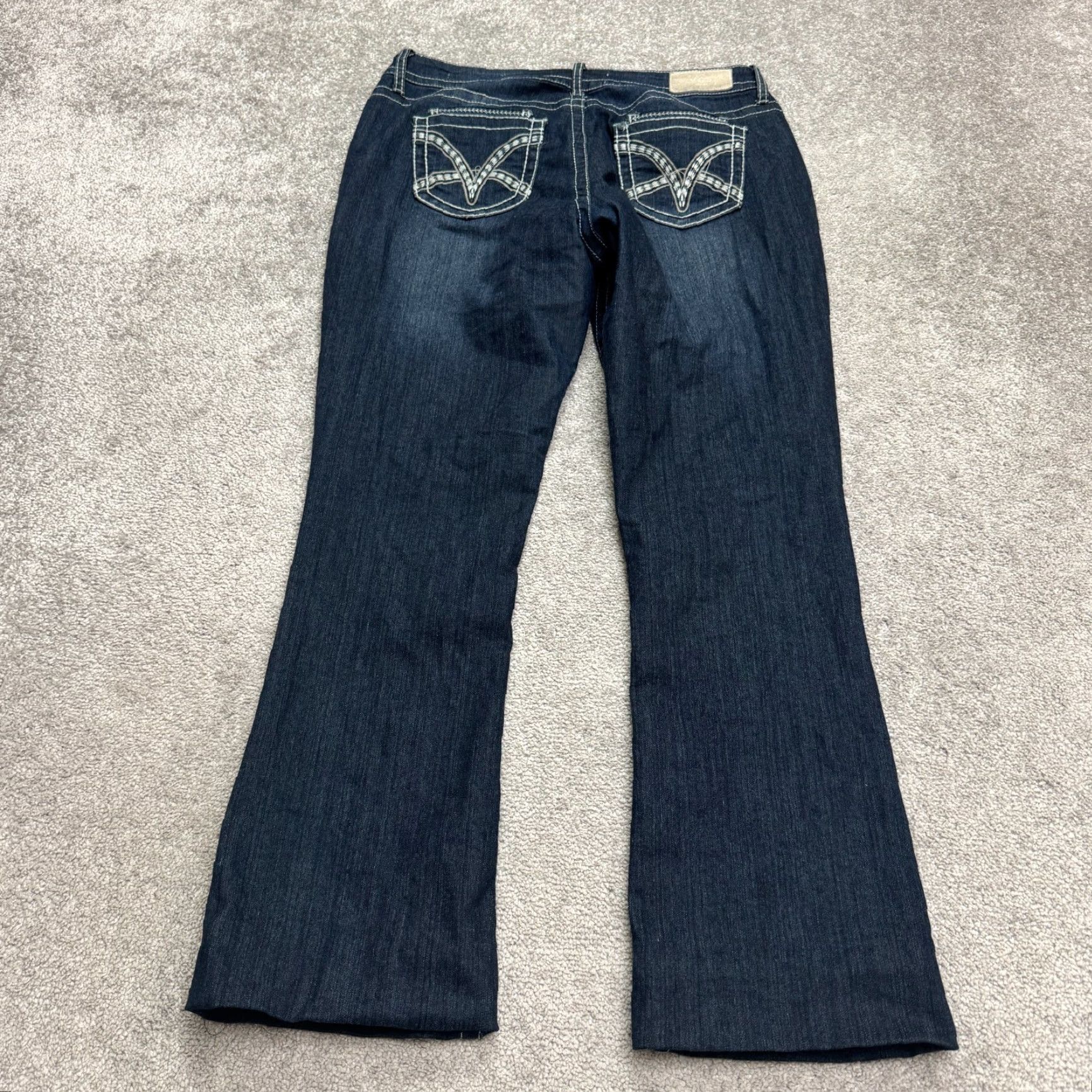 Denime VGS Slim Fit Bootcut Denim Jeans Womens 12 Blue Dark Wash Mid Rise Embro 35x30 - City Preppy Classic 90s? Size 35" - 2 Thumbnail
