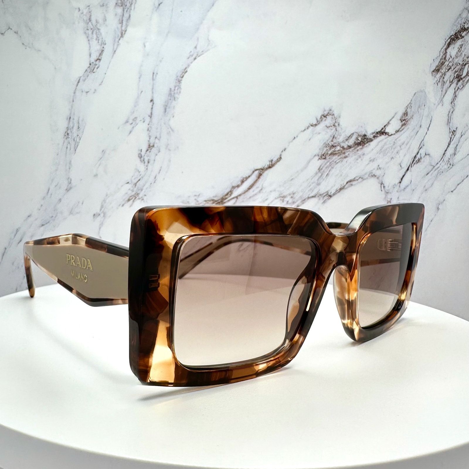 Prada New PRADA Sunglasses Brown Beige Caramel Gold Symbole Size ONE SIZE - 13 Thumbnail