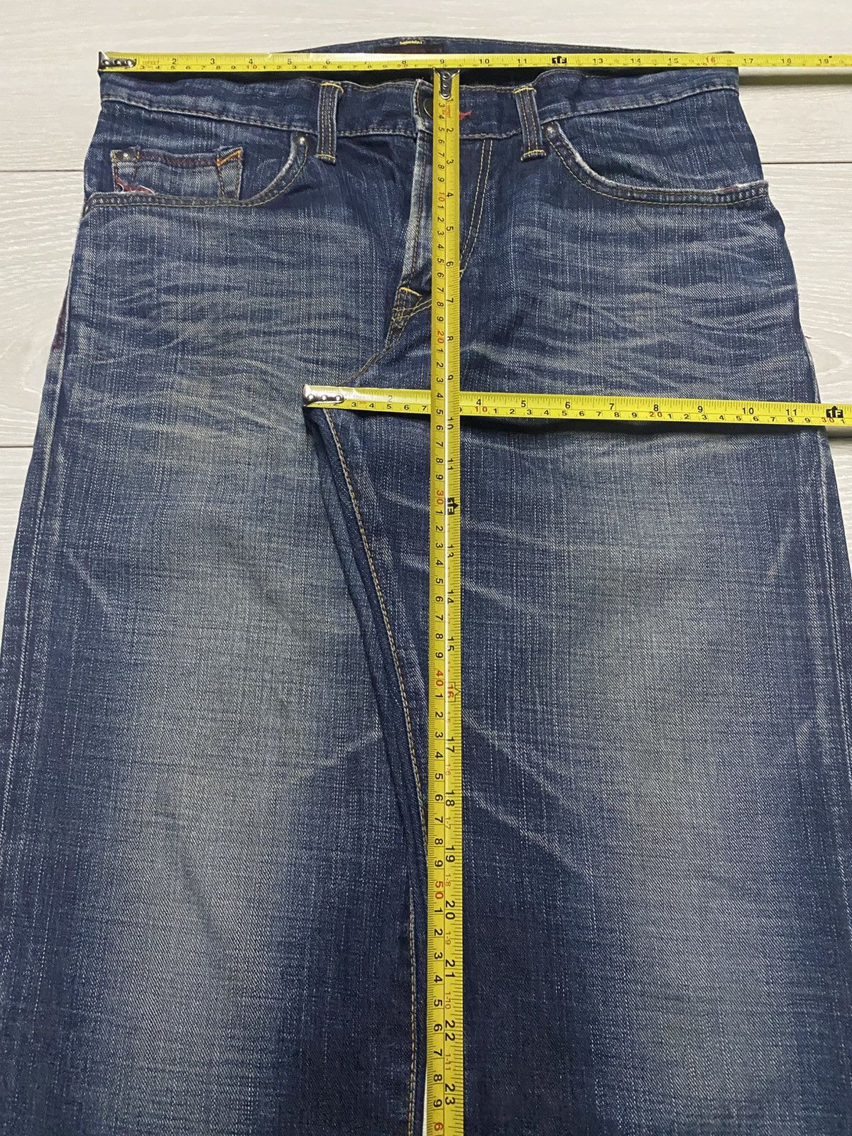Edwin Vintage Edwin 503 Blue Trip Mud Wash Distressed Loose Jeans Size US 33 - 12 Thumbnail