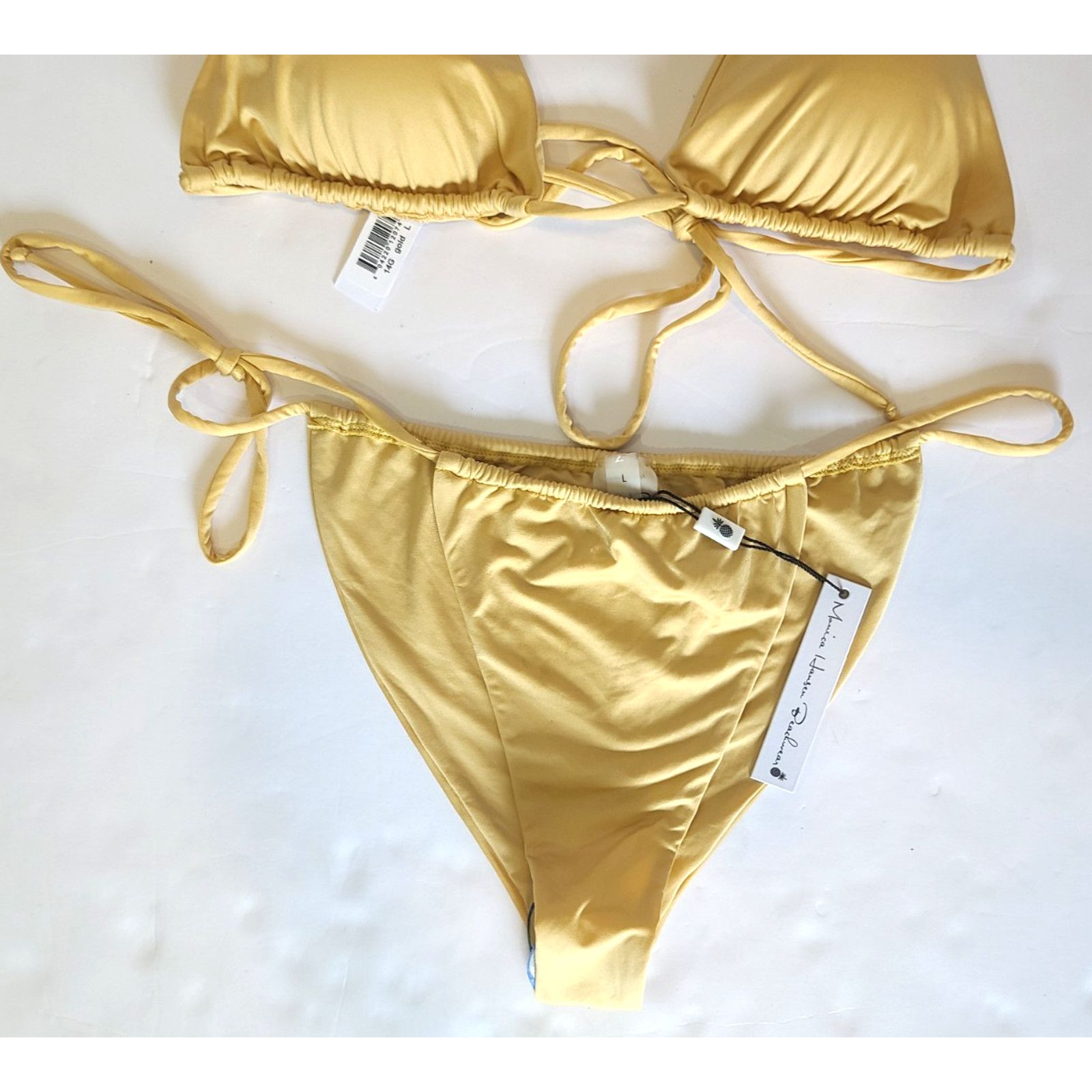 Other New W/Tags Monica Hansen Gold Bikini Top & Bottoms Set Large Size L / US 10 / IT 46 - 5 Thumbnail