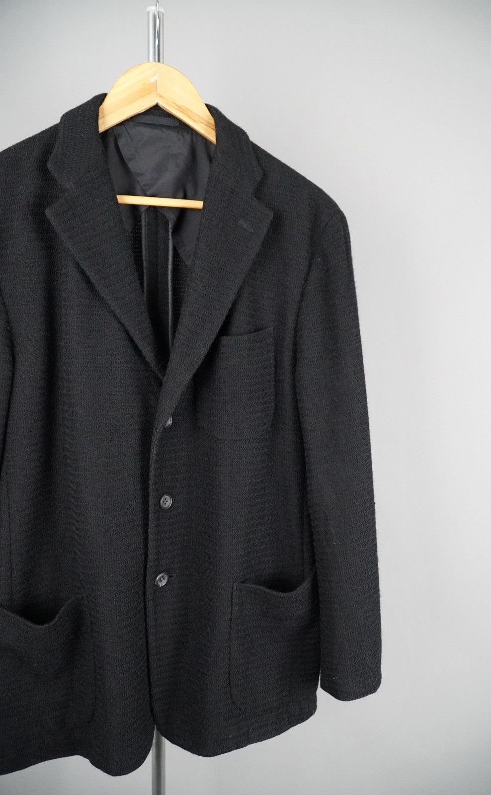 Issey Miyake Issey Miyake - Tailored Knit Blazer - Mixed Fabric in Black Size 42S - 3 Thumbnail