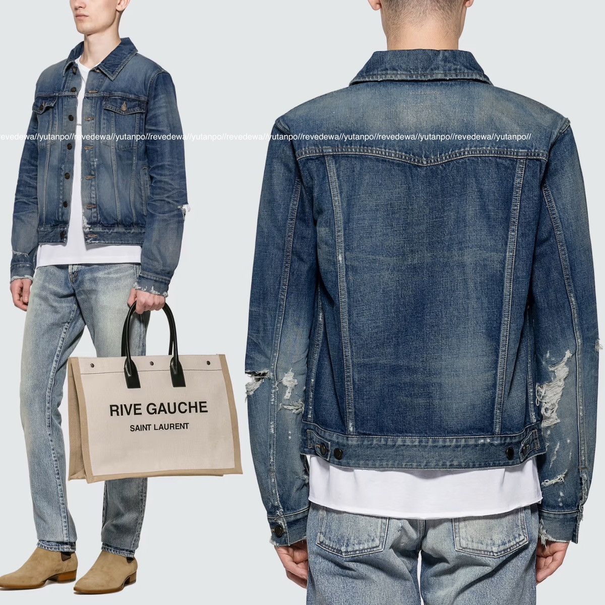 Saint Laurent Paris Saint Laurent Paris Distressed Trucker Denim Jacket Size US L / EU 52-54 / 3 - 15 Thumbnail