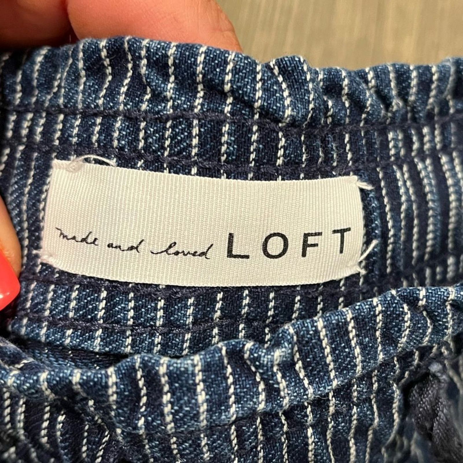 Loft Loft Striped Cotton Drawstring Shorts Mid-Rise Blue Size XS Size 24" / US 00 / IT 34 - 4 Thumbnail