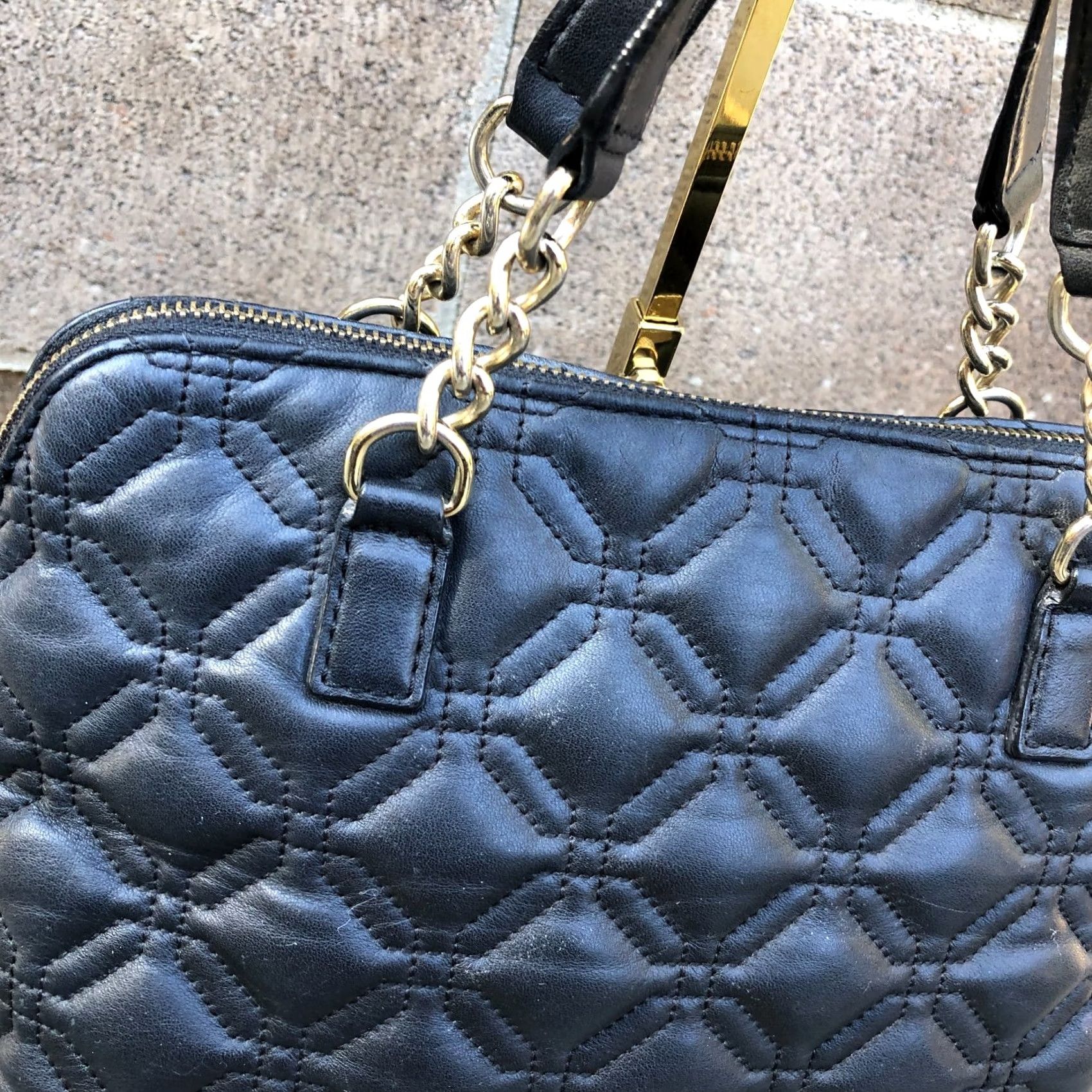 Vintage KATE SPADE Rachelle Astor Quilted Court Purse Women's Shoulder Bag Leather Bag Black Satchel/Top Handle Bag Size ONE SIZE - 5 Thumbnail