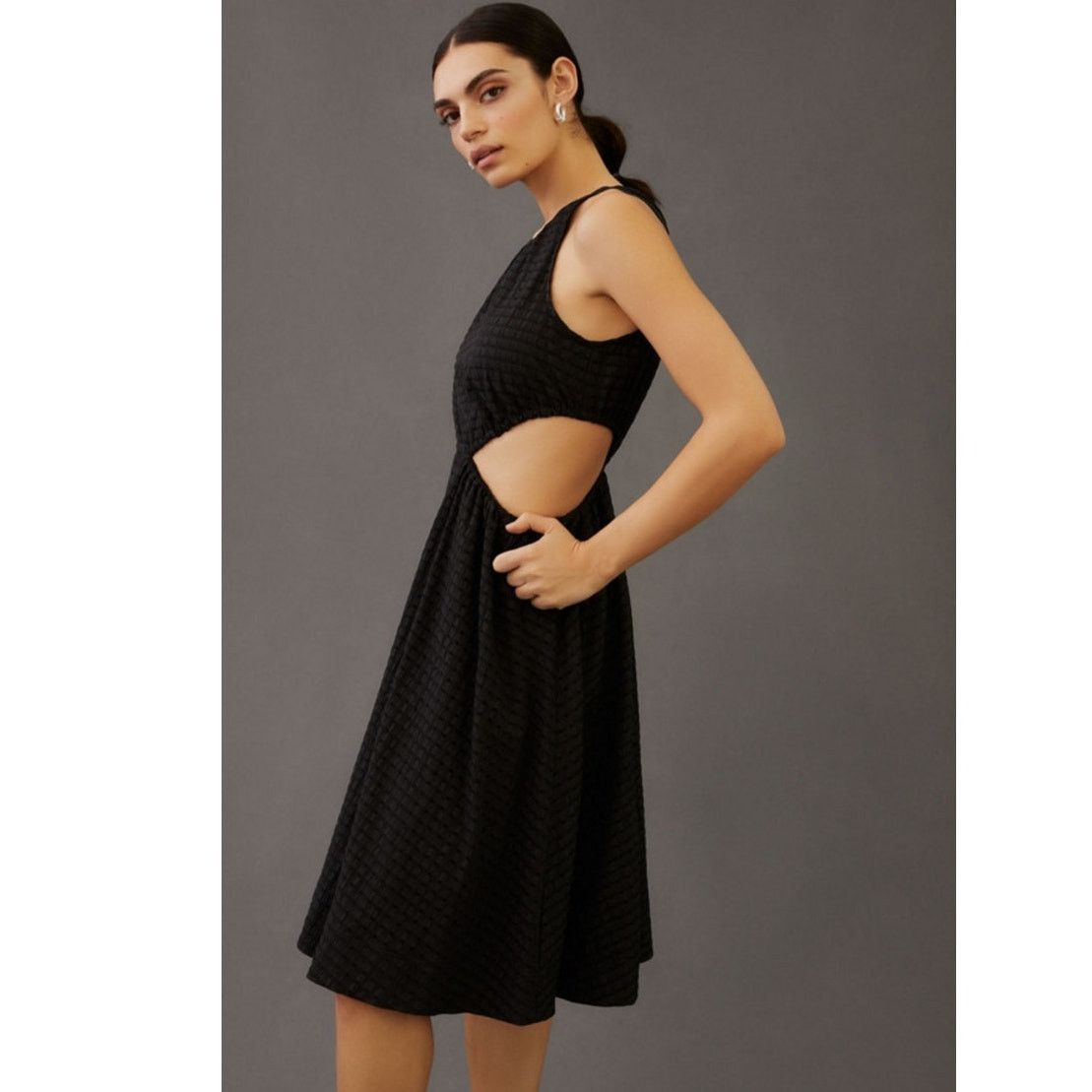 Anthropologie NWT Maeve Sheer A-Line Mini Dress $170 MEDIUM Black Lined Size M / US 6-8 / IT 42-44 - 3 Thumbnail