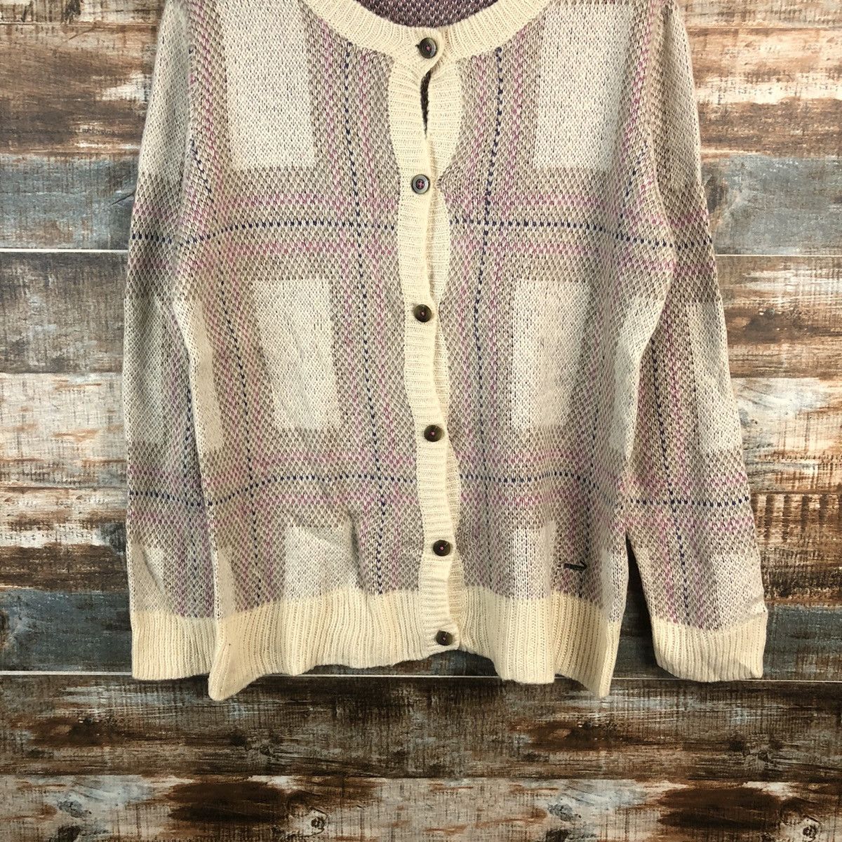 Vintage DLL Crocodille Brown Cardigan Knitwear #C040 Size US L / EU 52-54 / 3 - 3 Thumbnail