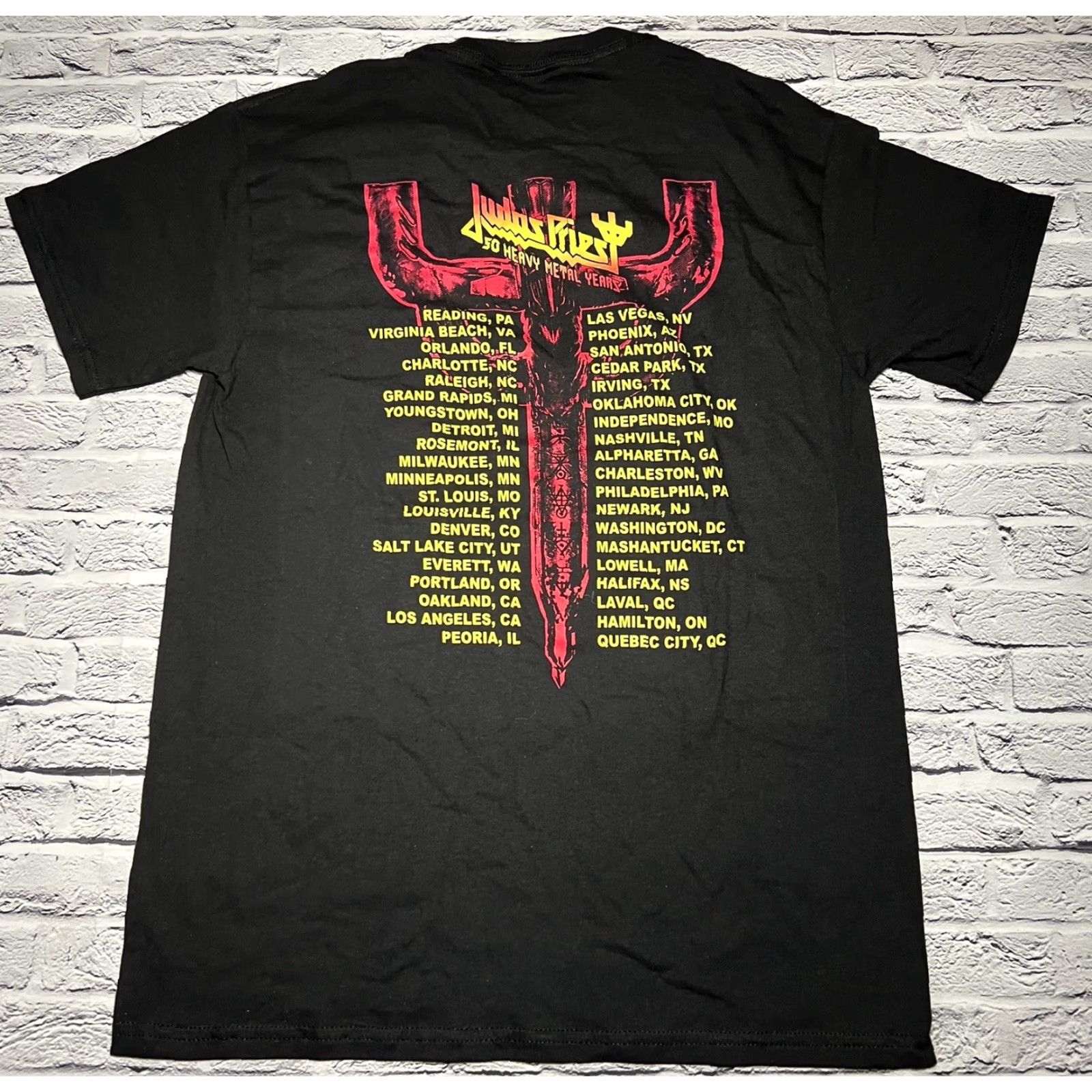 Fruit Of The Loom Judas Priest 50 Heavy Metal Years Tour Graphics Black T-Shirt M Size US M / EU 48-50 / 2 - 4 Thumbnail