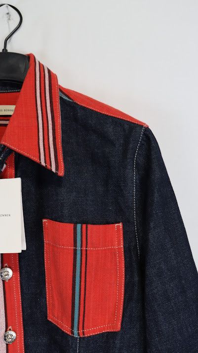 Wales Bonner o1rshd1 Cotonou Denim Shirt in Blue/Red Size US S / EU 44-46 / 1 - 5 Thumbnail