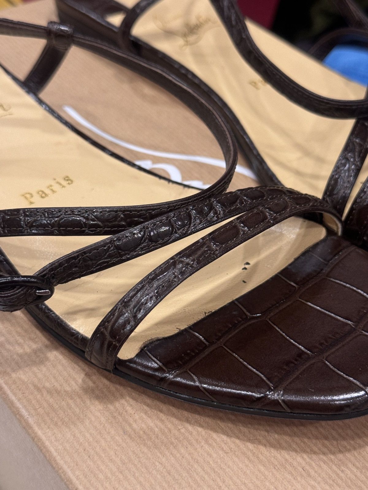 Christian Louboutin Snake skin flat brown sandals Size US 11 / IT 41 - 7 Thumbnail