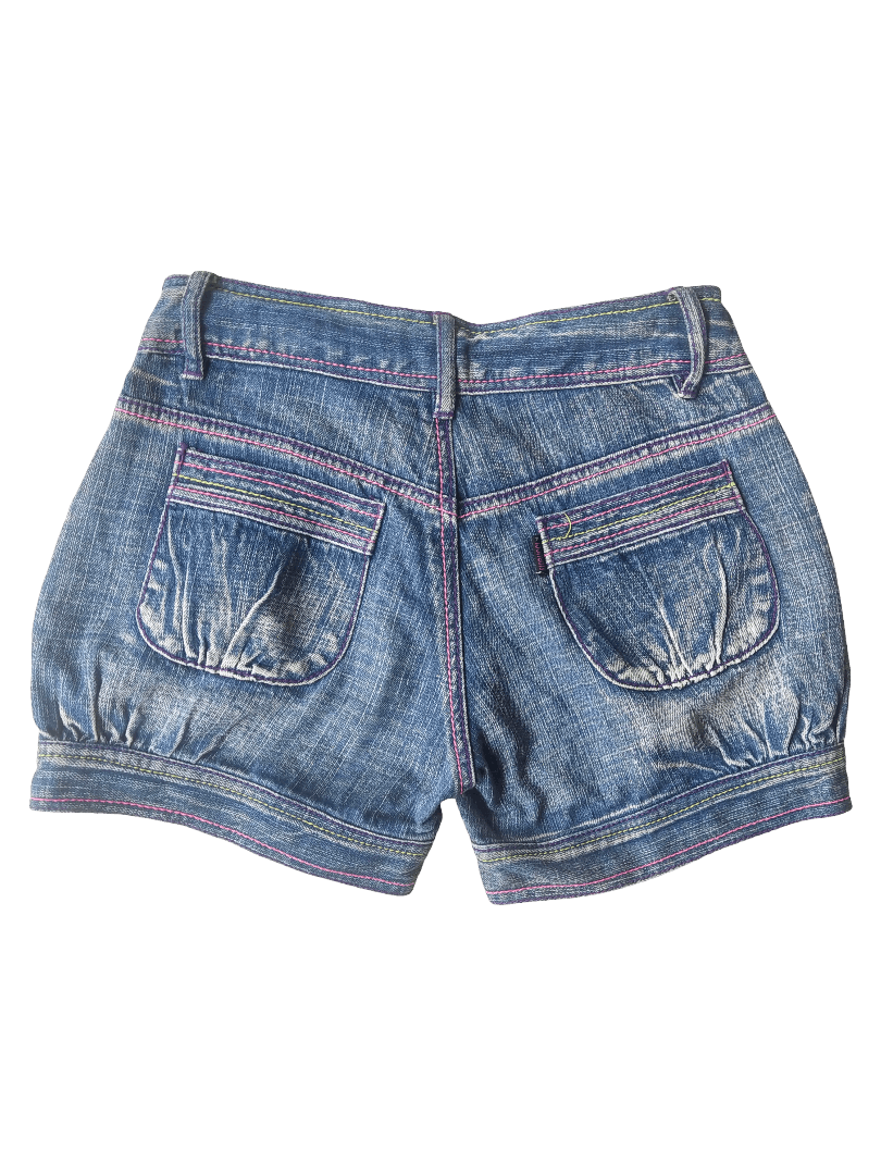 Fiorucci Fiorucci J-S Color Stitch Denim Shorts – Y2K Harajuku Size 28" / US 6 / IT 42 - 3 Thumbnail