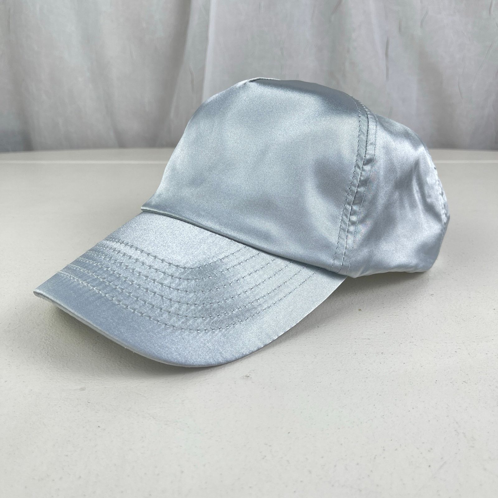 Forever 21 Shiny Silver Satin Baseball Cap Dad Hat Y2K Futuristic Cyber Size ONE SIZE - 2 Thumbnail