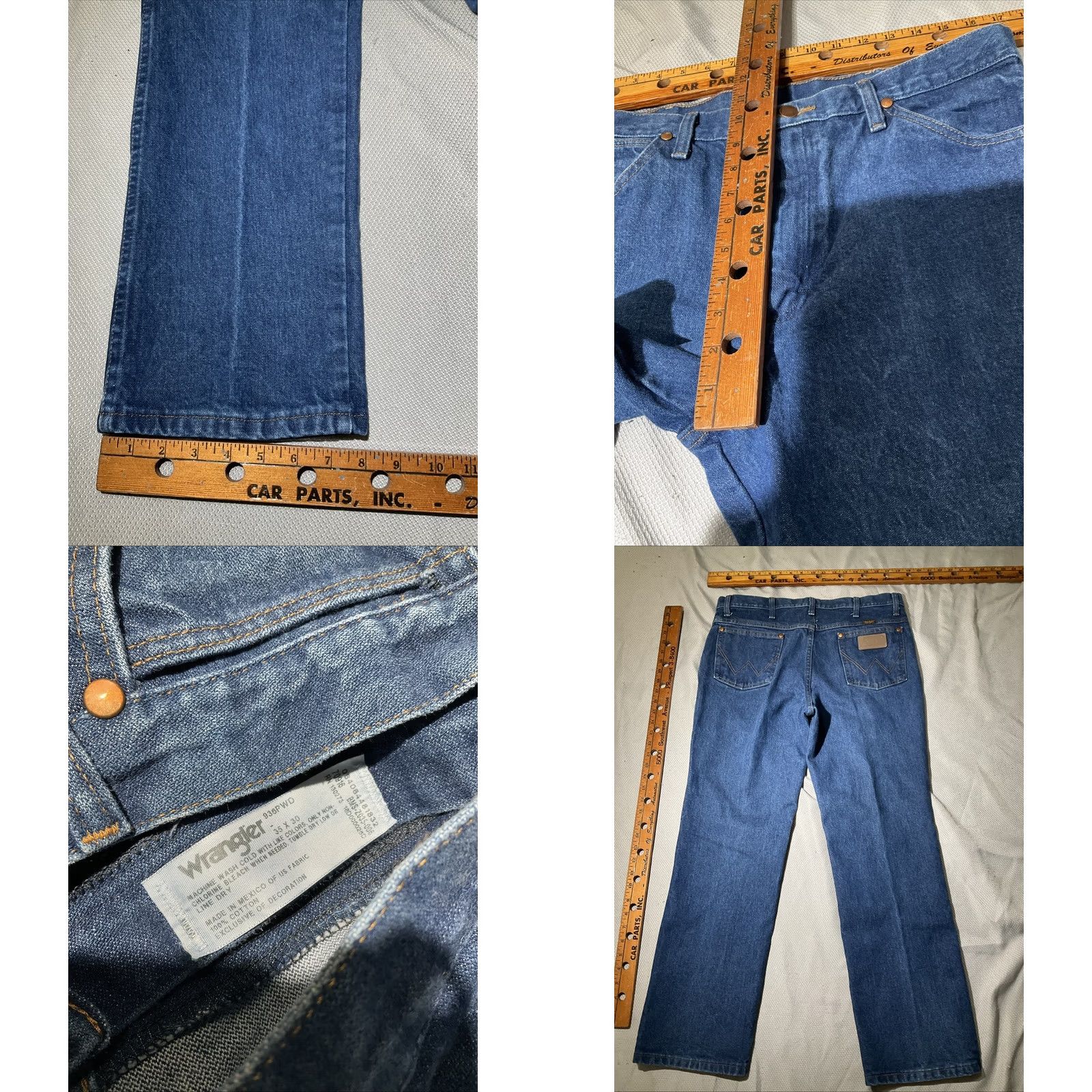Wrangler Wrangler Jeans Mens 35x30 Blue 936PWD Cowboy Cut Denim Western Pants Regular Slim Bootcut 5-Pocket Wrangler Cowboy Cut Mens Jeans Blue 936PWD Size US 35 - 8 Thumbnail