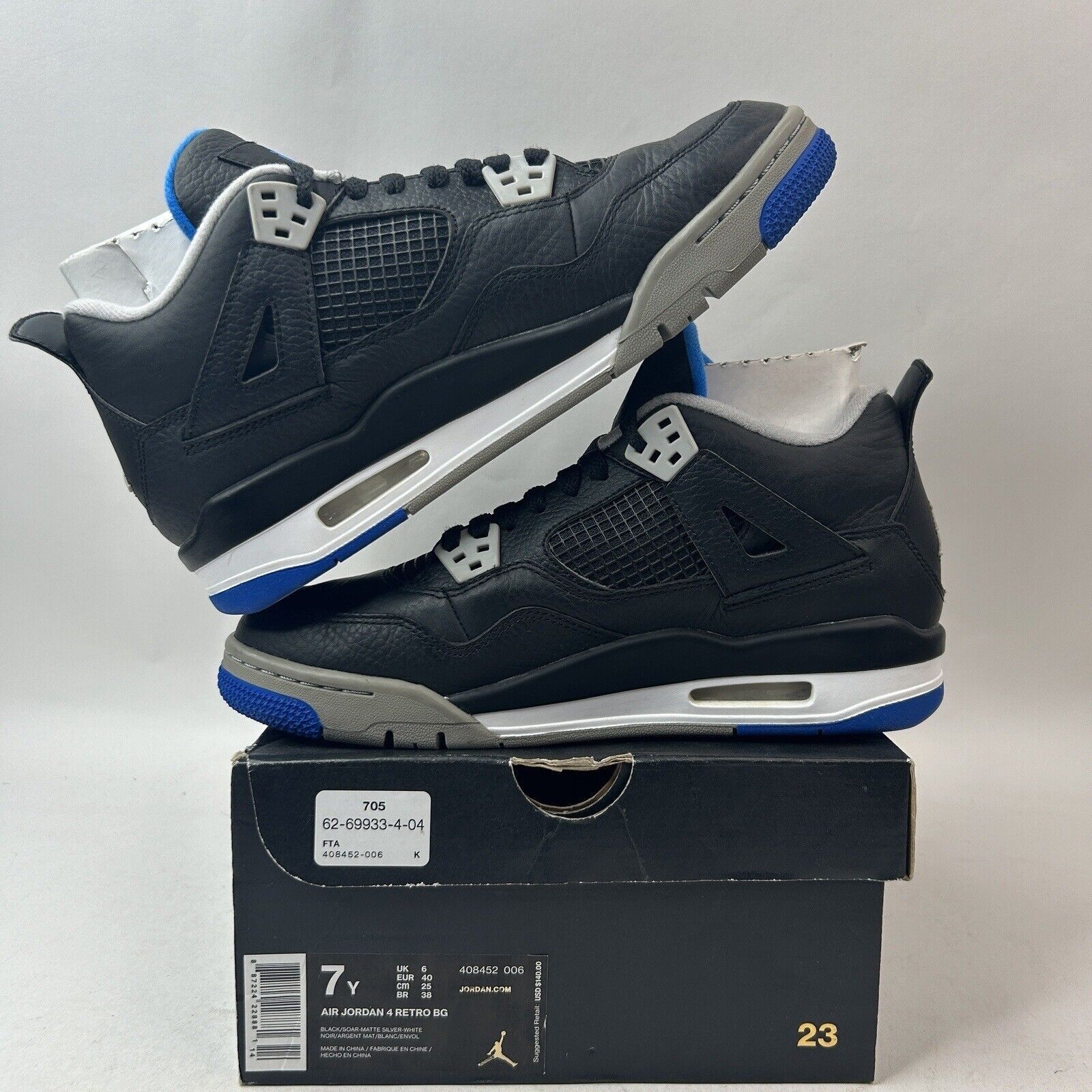 Nike Nike Air Jordan 4 Retro GS “Black Motorsports” 2024 Size US 8.5 / IT 38.5 - 3 Thumbnail