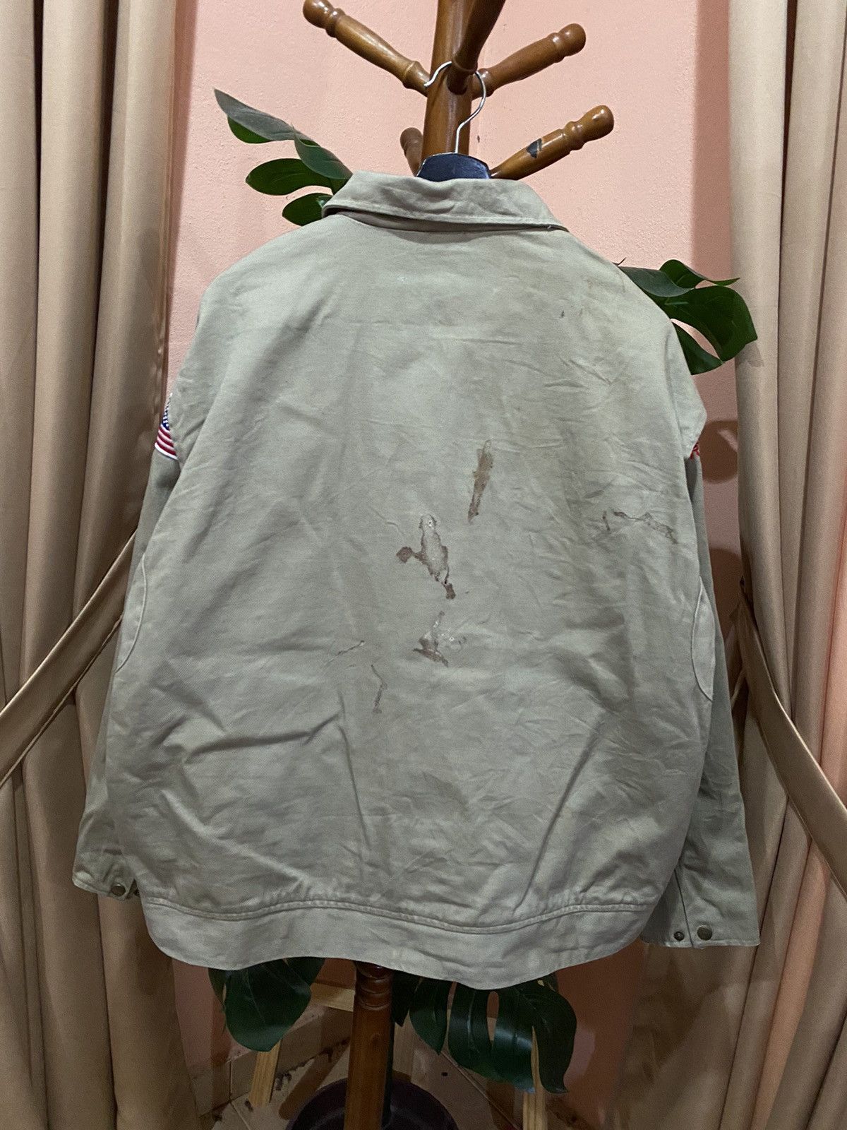 Other Vintage Racing-Inspired Beige Cotton Jacket Striped Design Size US L / EU 52-54 / 3 - 8 Thumbnail